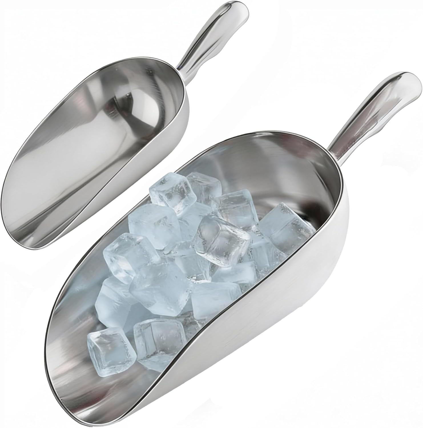 Set o 2 24oz + 85oz Metal Scoops or Ice Machine - Large Aluminum Ice Scoop Bundle - Hand Wash Only