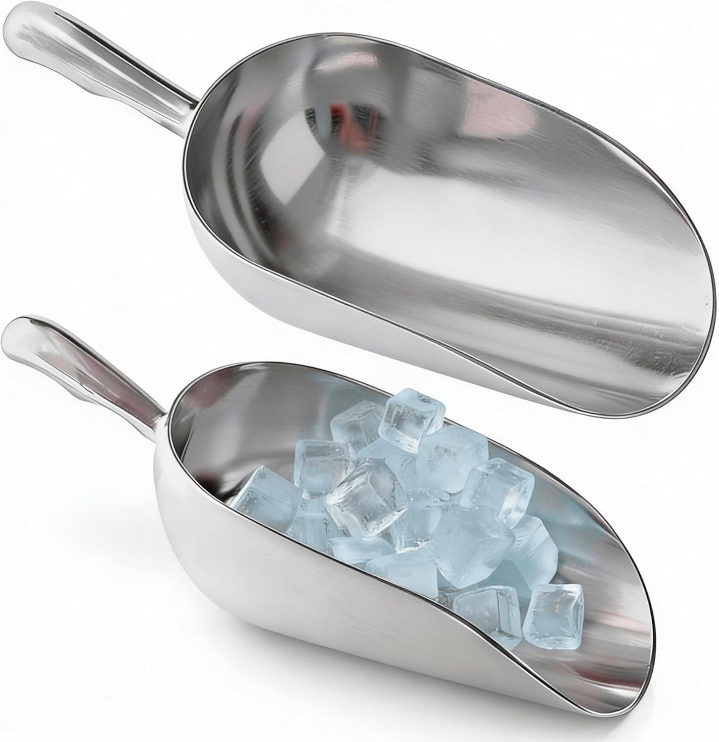 2-Pack 58oz + 85oz Metal Scoops or Ice Machine - Large Aluminum Ice Scoop Set - Hand Wash Only