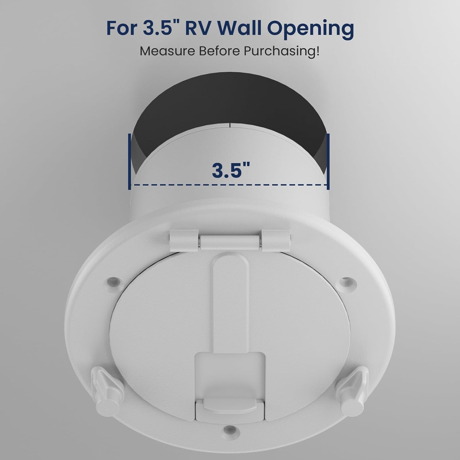 Safoner Aluminum RV Power Cord Hatch Cover, Electric Cable Pass-Through Hatch, Accepts 30A/50A Plugs Non-Handle , Fits 3.5" Opening, RV Must Have Accessories for Travel Trailer, White