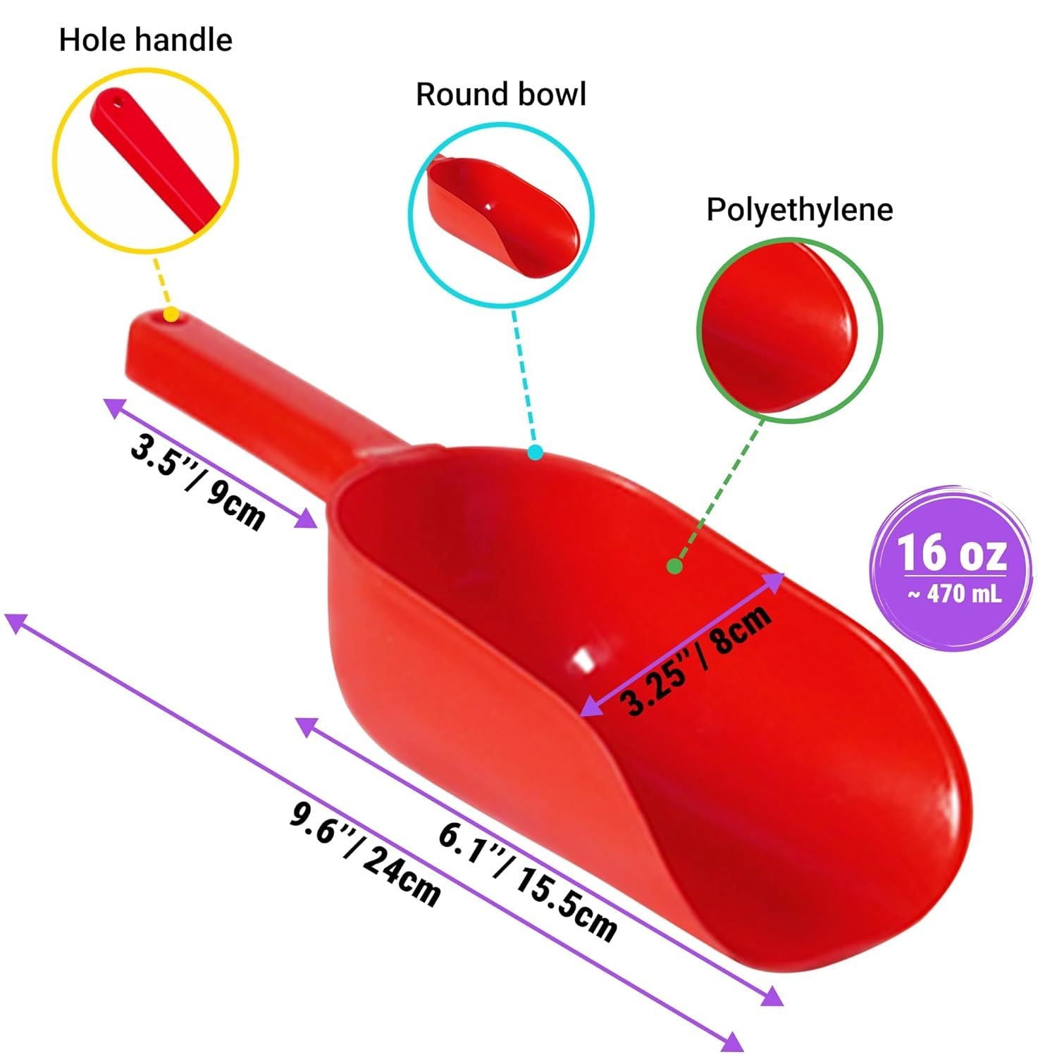 12 + 16 oz Metal + Red Plastic Concession Popcorn Scoop + 2-pcs 10 Ounce Salt Pepper Dredge Shakers Medium Holes with Lids and Handles Bundle