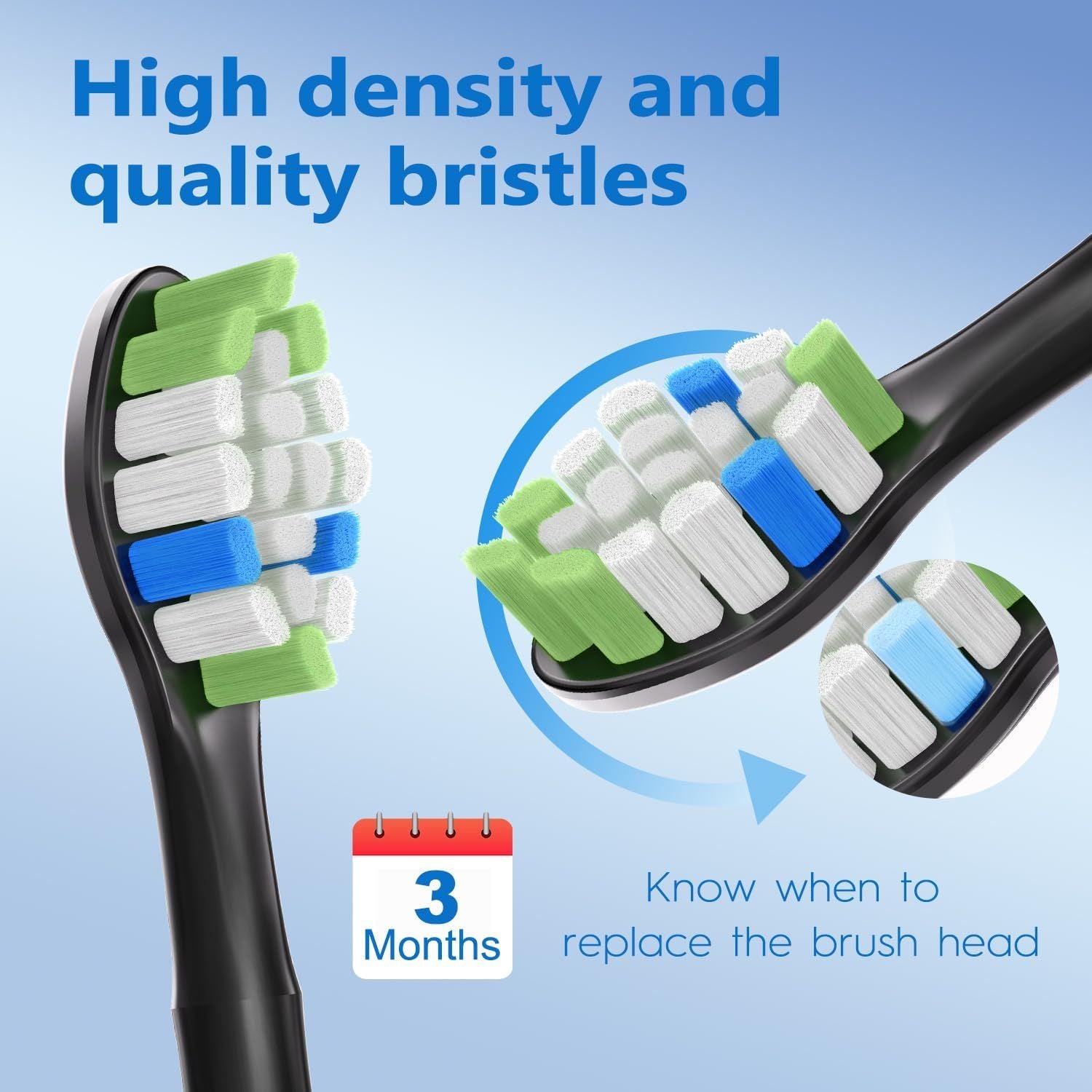 Replacement Brush Heads Compatible with Philips Sonicare, Toothbrush Heads or Sonicare ProtectiveClean 4100 5100 5300 6100 Electric Toothbrush, 12 Count Ultimate Care Toothbrush Heads, Black
