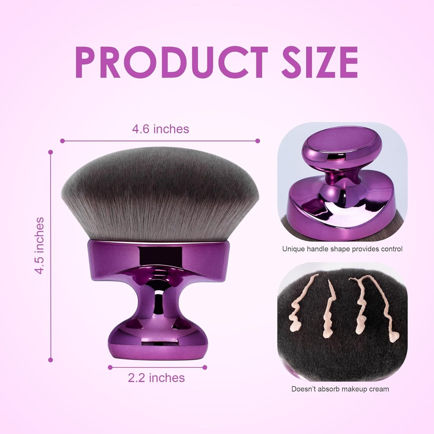 Blend & Blur Extra Large Body Kabuki Brush & Sel Tanner Brush - or Body Makeup & oundation - Blending Applicator or Sel Tanning - Durable Vegan Bristles - with Protective Bag Purple-large