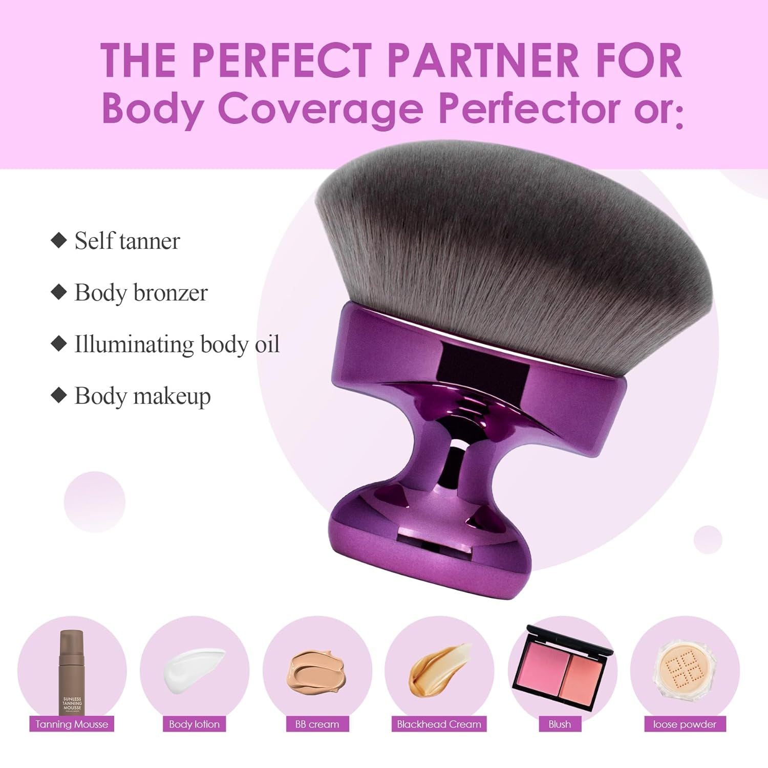 Blend & Blur Extra Large Body Kabuki Brush & Sel Tanner Brush - or Body Makeup & oundation - Blending Applicator or Sel Tanning - Durable Vegan Bristles - with Protective Bag Purple-large