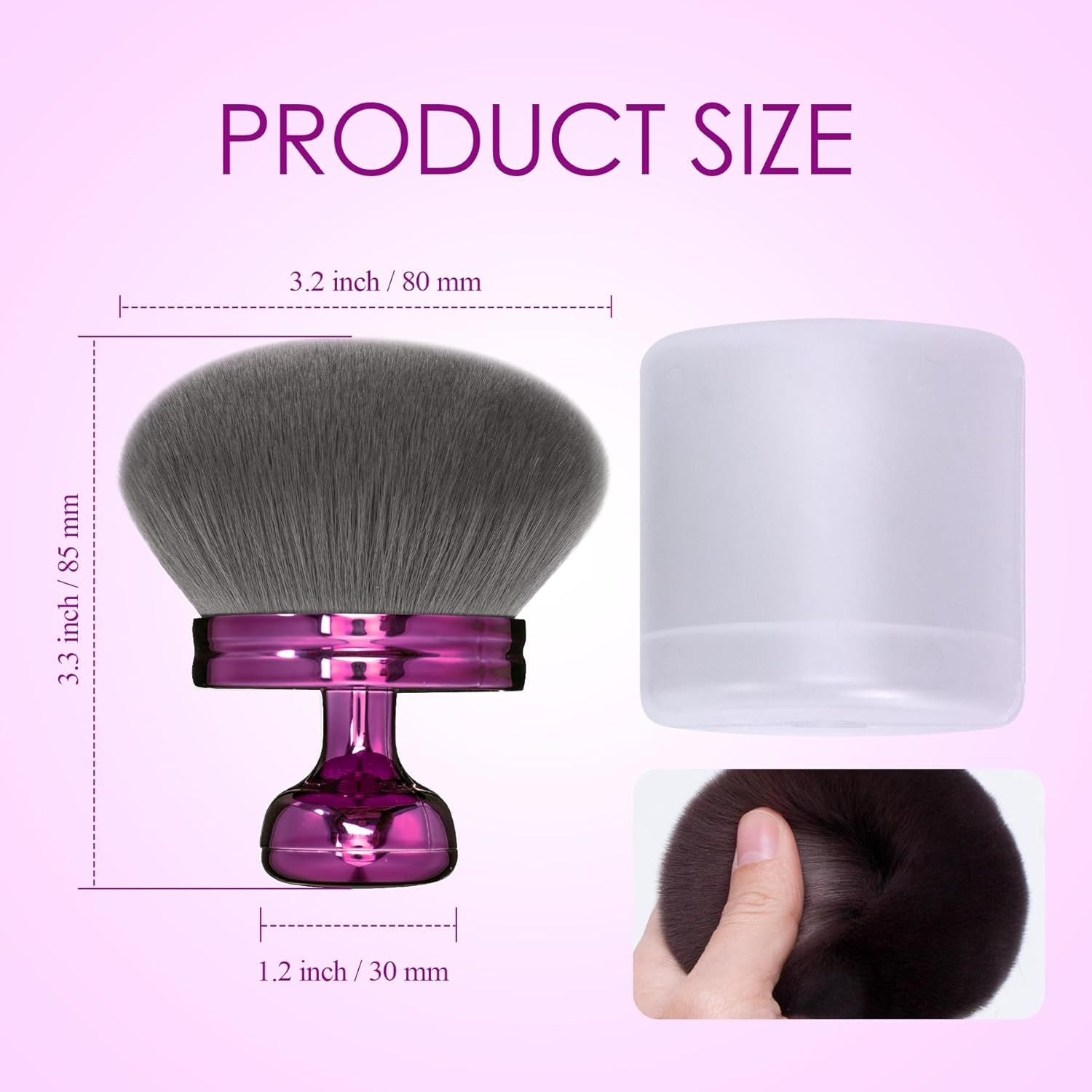 Blend & Blur Extra Large Body Makeup Brush or Sel Tanner,Leg Makeup & Bronzer Sel Tan Back Applicator, 76mm Wide Round Head Kabuki Brush or Application with Protective Case Purple
