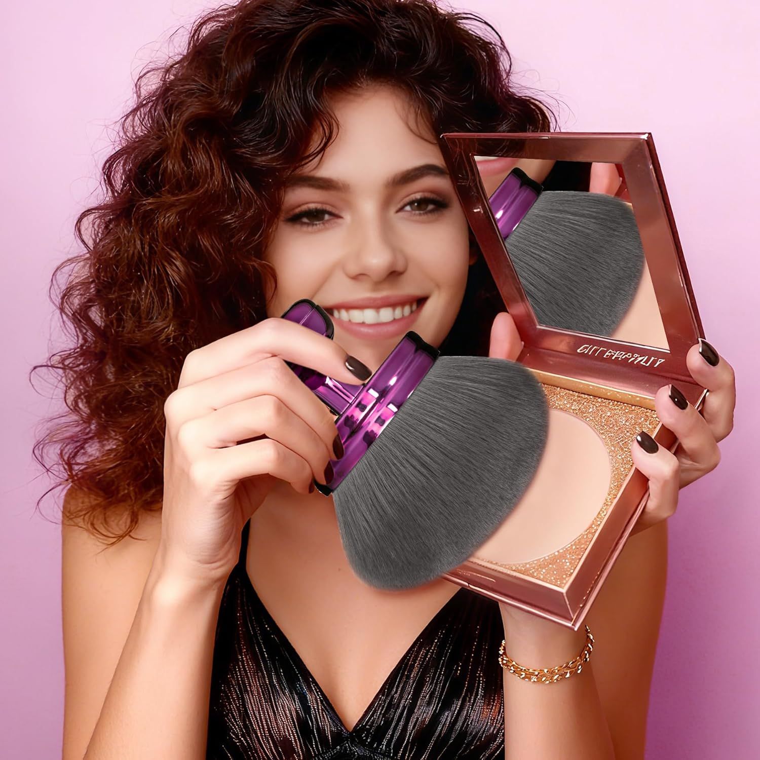 Blend & Blur Extra Large Body Makeup Brush or Sel Tanner,Leg Makeup & Bronzer Sel Tan Back Applicator, 76mm Wide Round Head Kabuki Brush or Application with Protective Case Purple