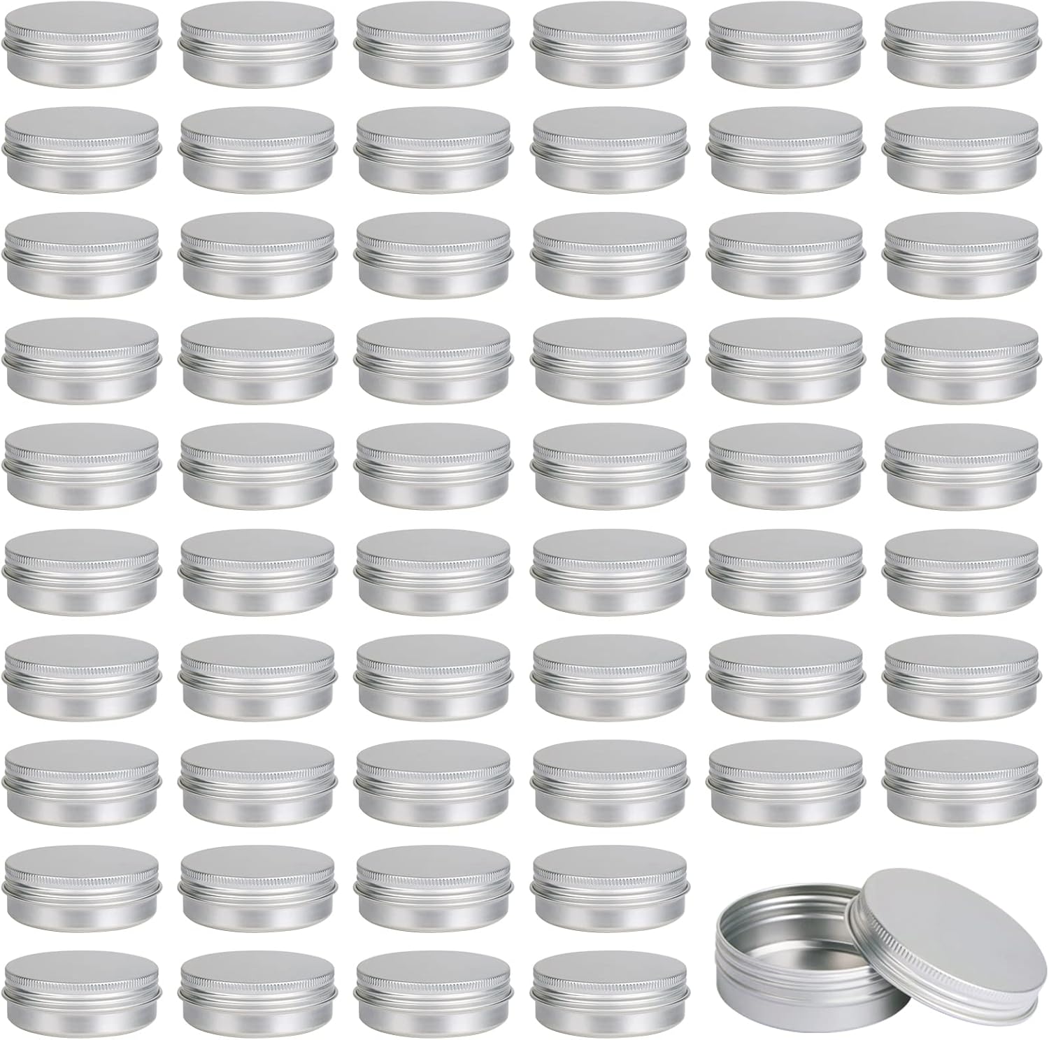 Moretoes 60 Pack Tins, 2Oz Metal Round Tins, Aluminum Tin Cans Containers with Screw Lid for Lotion Bars, Balms, Salve, Spices or Beard Balm