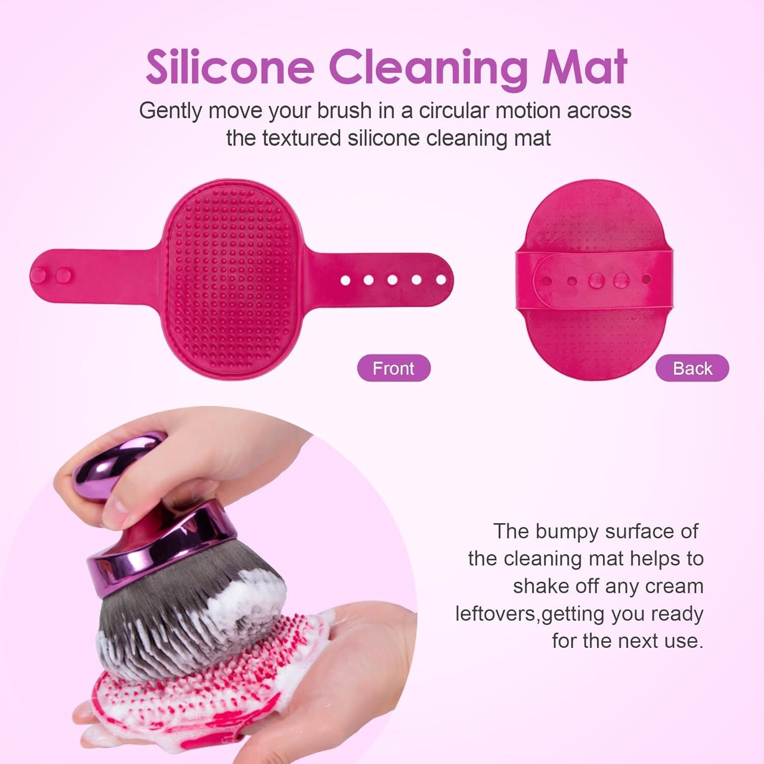 Blend & Blur Extra Large Body Kabuki Brush & Sel Tanner Brush - or Body Makeup & oundation - Blending Applicator or Sel Tanning - Durable Vegan Bristles - with Cleaning Mat Purple -Mat