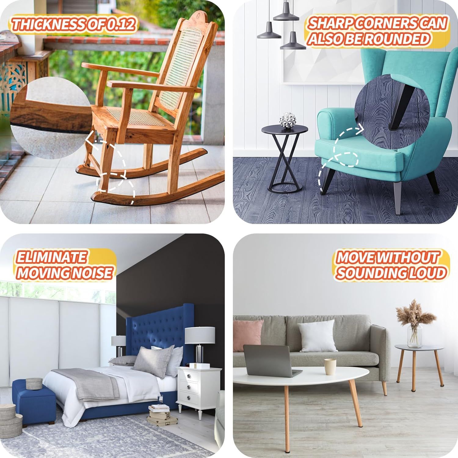 2 Roll elt urniture Pads, Non Slip Sel Adhesive Cuttable elt Tape Black Heavy Duty elt Strip Roll or Protecting Hardwood loors Chair Wall Protector