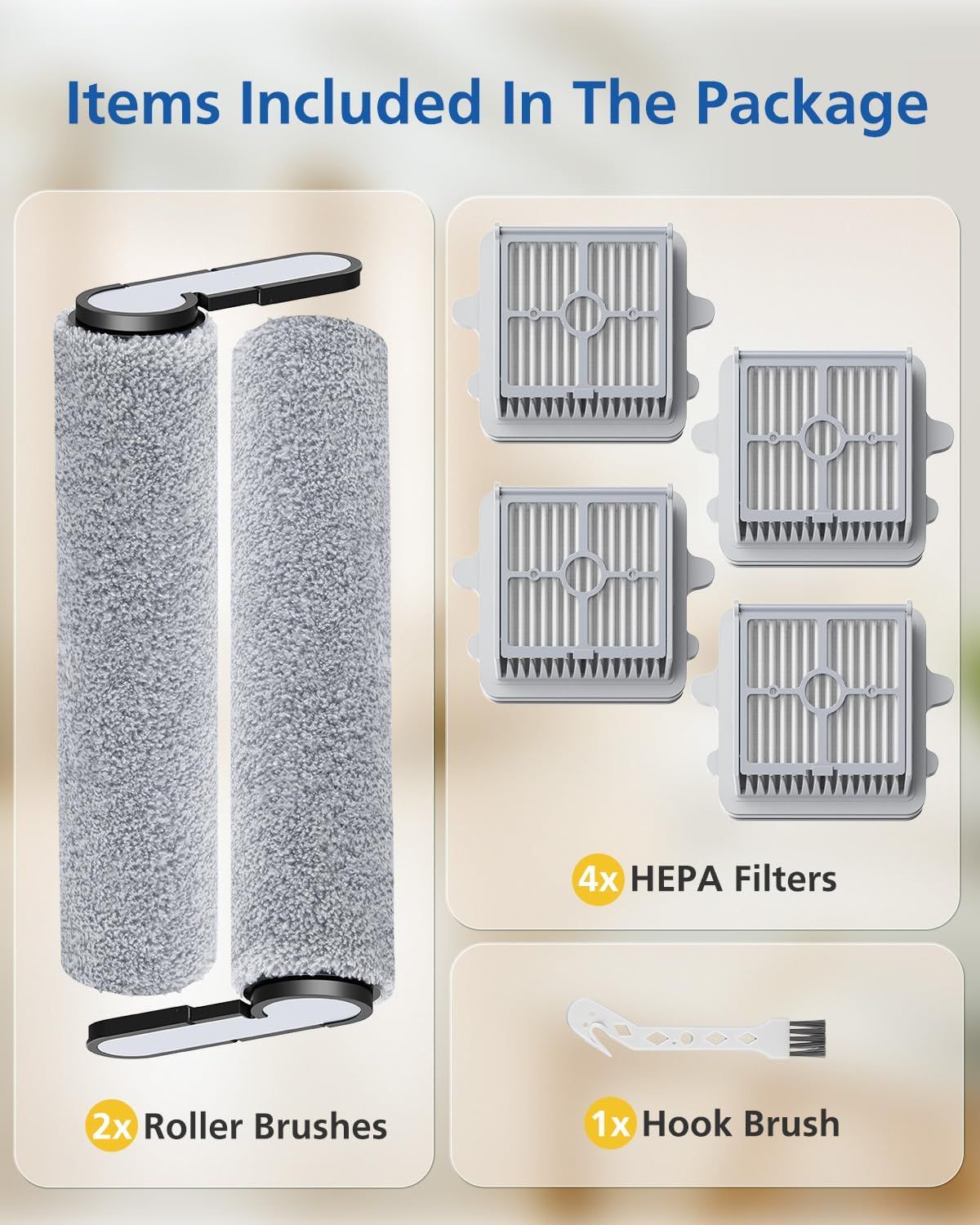 25 Brush Roll and HEPA ilter Replacement Kit Accessories Compatible with 25/25 ACE/25 ALT/25 LT/25 RT/25 ACE/25 GT/25 Ultra Cordless Wet Dry Vacuum Cleaner