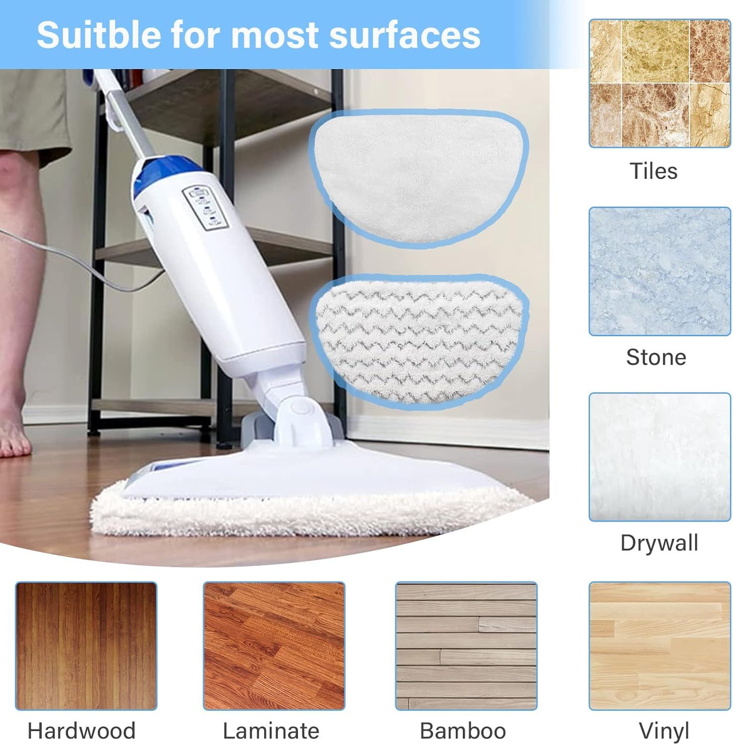12 Pack 1940 Steam Mop Replacement Pads or Bissell Powerresh Steam Mop 1940 1440 1806 1544 2075 2685A 2814 Series, Model 19402 19404 19408 19409 1940A 1940 1940Q 1940T 1940W B0006 B0017 2075A 15441