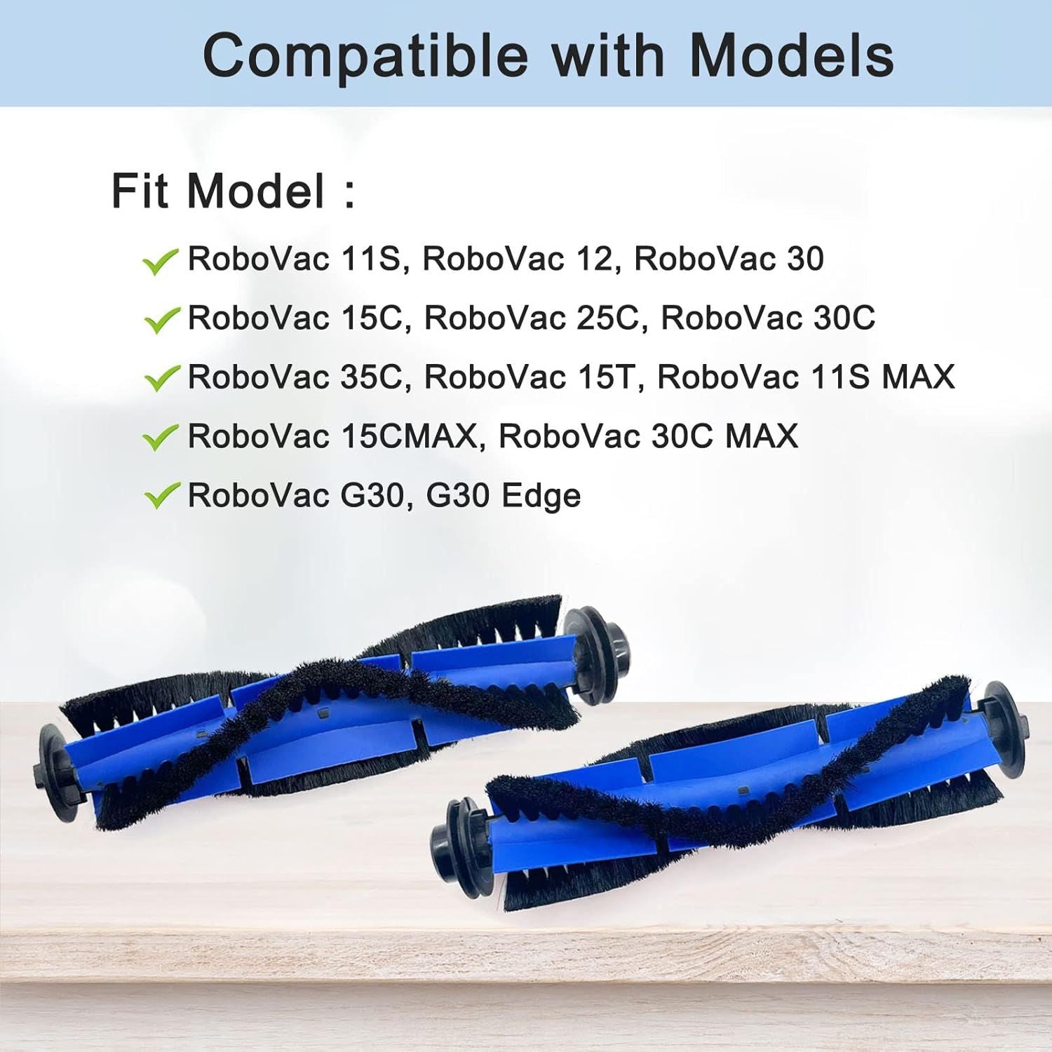 4 Pack Replacement Parts Rolling Brush Compatible with Euy RoboVac 11S, 30C, G30, 30, 12, 15T, 15C, 35C, 15C MAX, G30 Edge Robotic Vacuums
