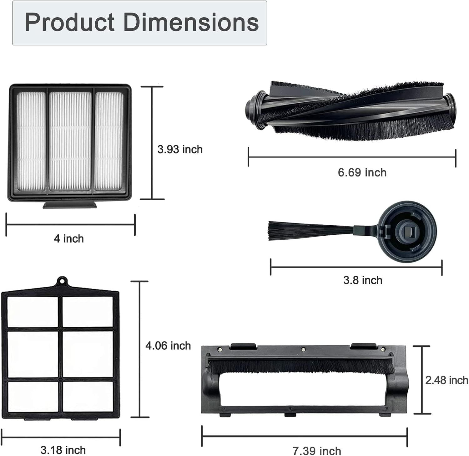 20 Pack Replacement Parts or Shark ION AV751 R85 RV850 S86 S87 S88 R71 R72 R75 RV761 RV771 RV871 AV752 AV753 Robot, 2Main Brush&5ilters&10Side Brushes&2Pre-ilter&1Brush Protect Guard