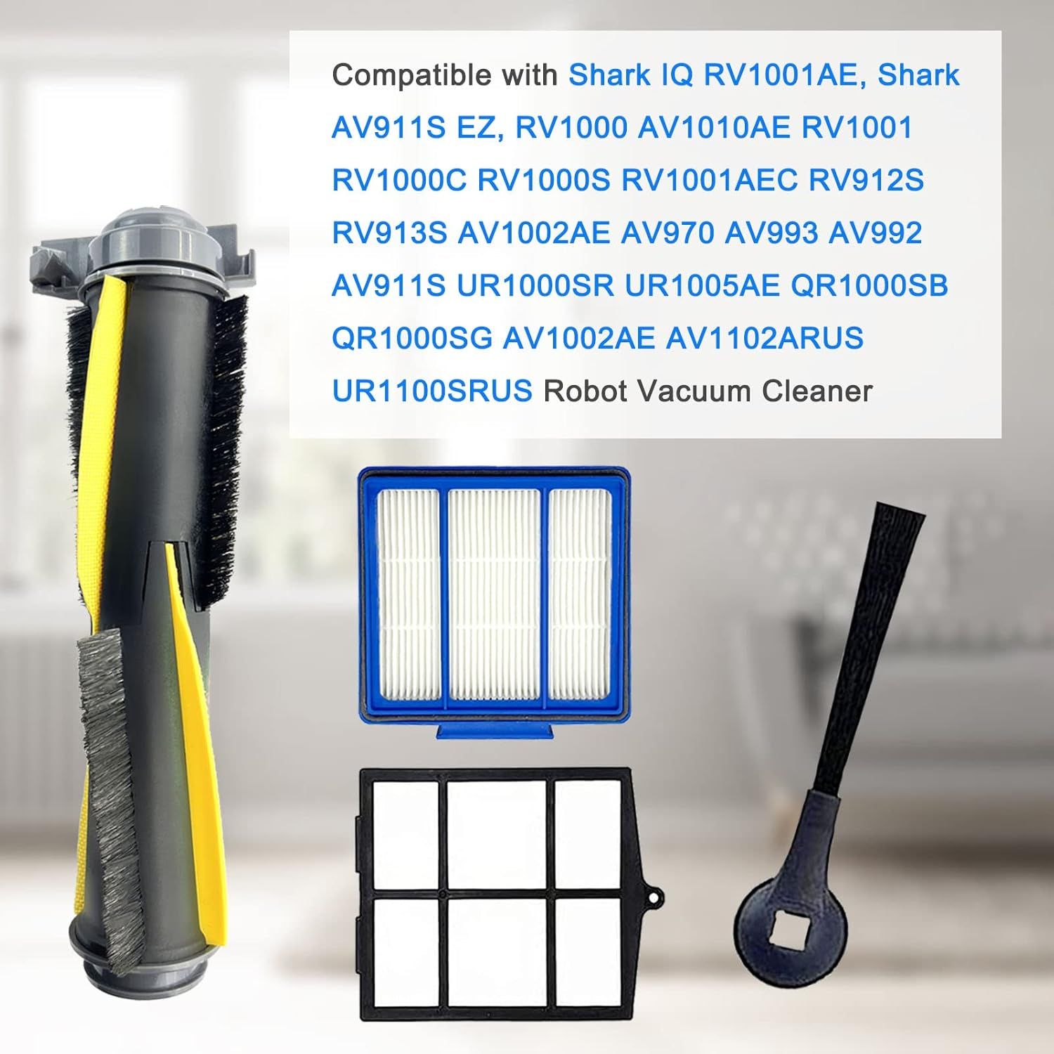 Accessories Kit or Shark IQ RV1001AE, Shark AV911S EZ, AV1010AE RV1000 RV1001 AV970 AV993 AV1002AE UR1000SR UR1005AE Robot Vacuum Cleaner,2 Main Brush,6 ilters,10 Side Brushes,2 Pre ilter