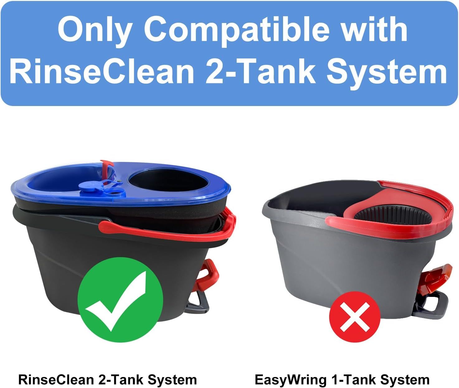 Mop Replace Head, 6 Pack Mop Heads Replacements or Oceda RinseClean 2-Tank System, Spin Mop Replacement Head, Microiber Mop Reills, Machine Washable and Deep Cleaning NOT or 1-Tank System