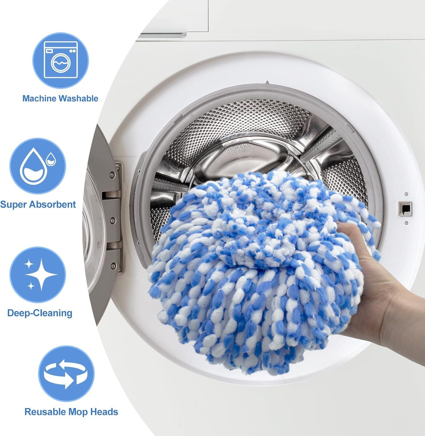 Mop Replace Head, 6 Pack Mop Heads Replacements or Oceda RinseClean 2-Tank System, Spin Mop Replacement Head, Microiber Mop Reills, Machine Washable and Deep Cleaning NOT or 1-Tank System