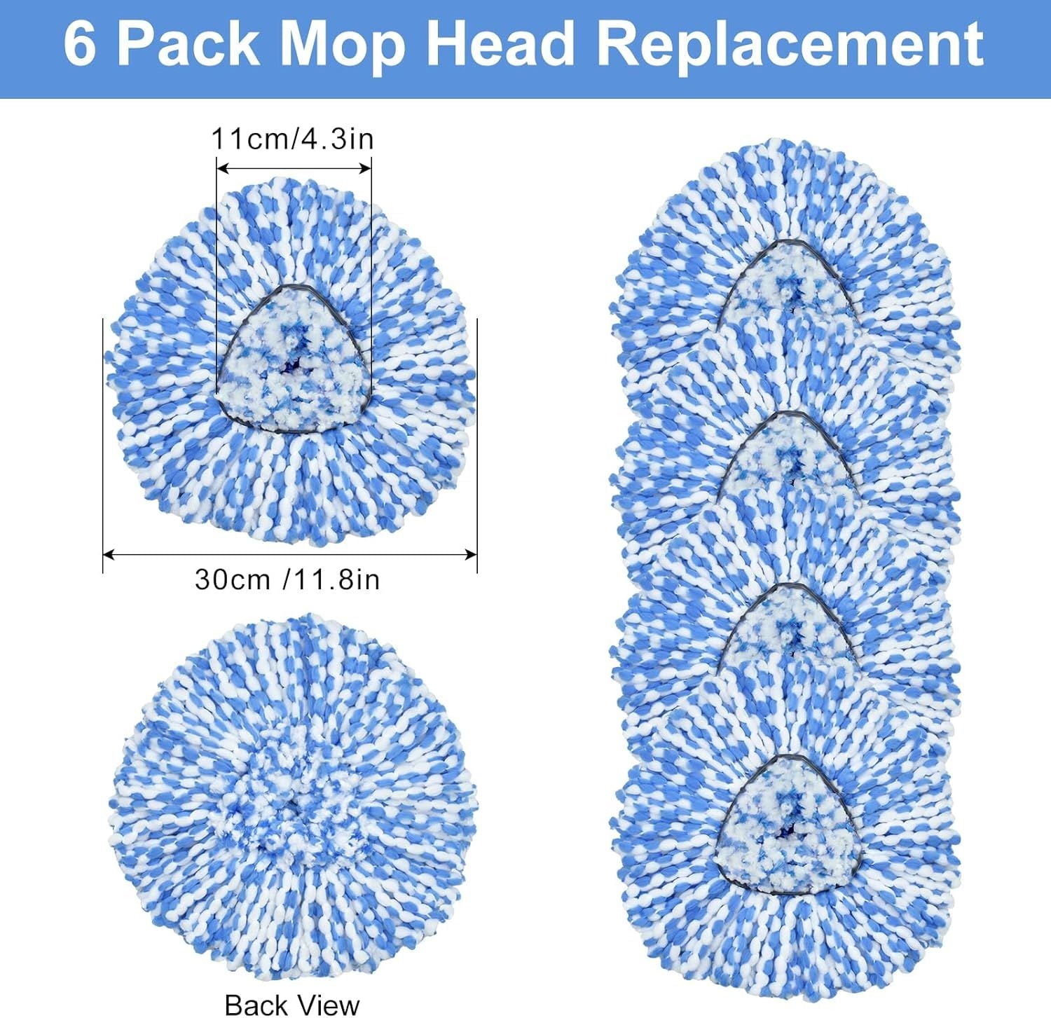 Mop Replace Head, 6 Pack Mop Heads Replacements or Oceda RinseClean 2-Tank System, Spin Mop Replacement Head, Microiber Mop Reills, Machine Washable and Deep Cleaning NOT or 1-Tank System
