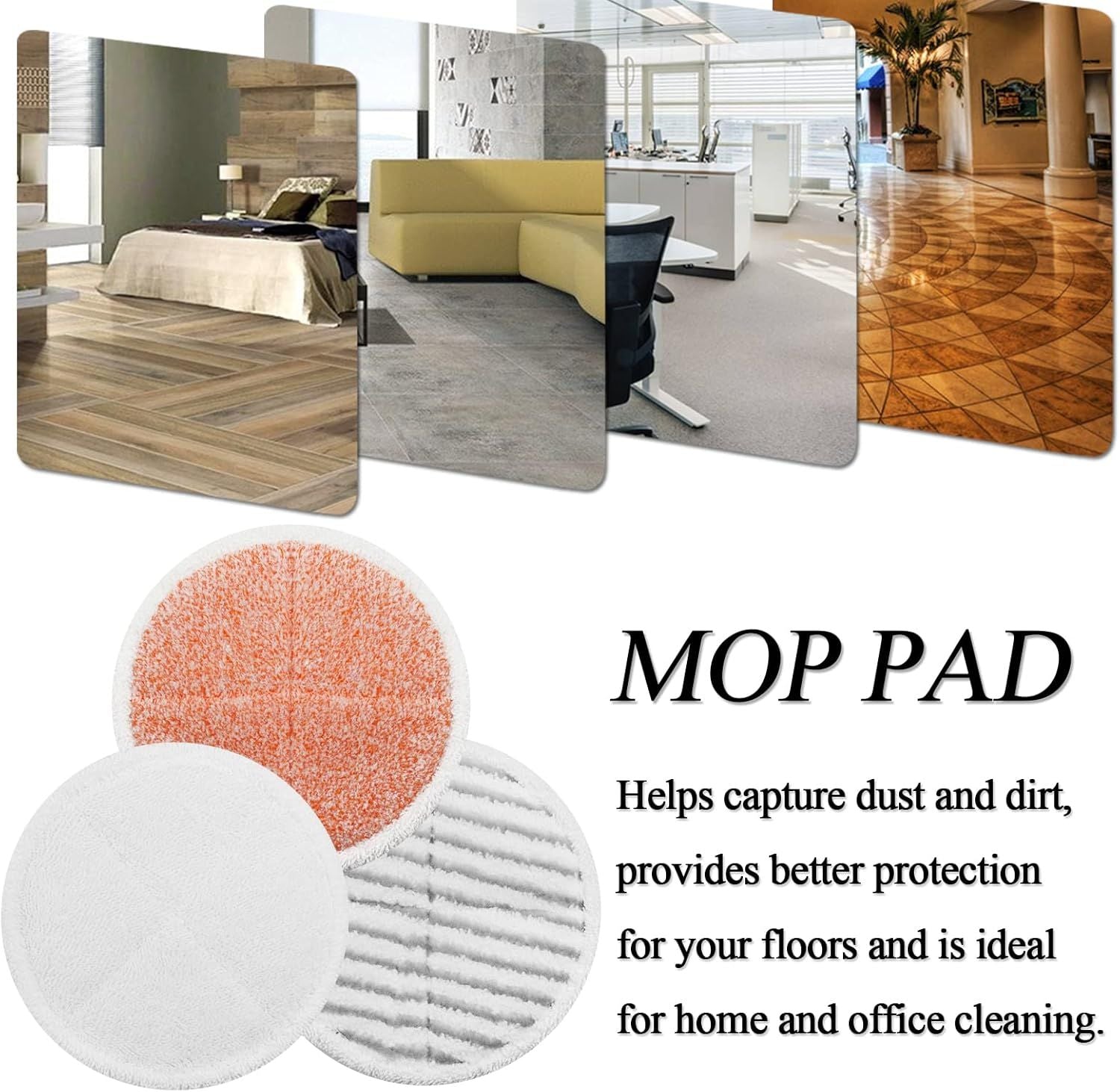 Spinwave Mop Pads Replacement Set Compatible with Bissell Spinwave 2039A 2124: 4 Heavy Scrub Pads, 2 Sot Pads, 2 Scrubby Pads by 8Pack