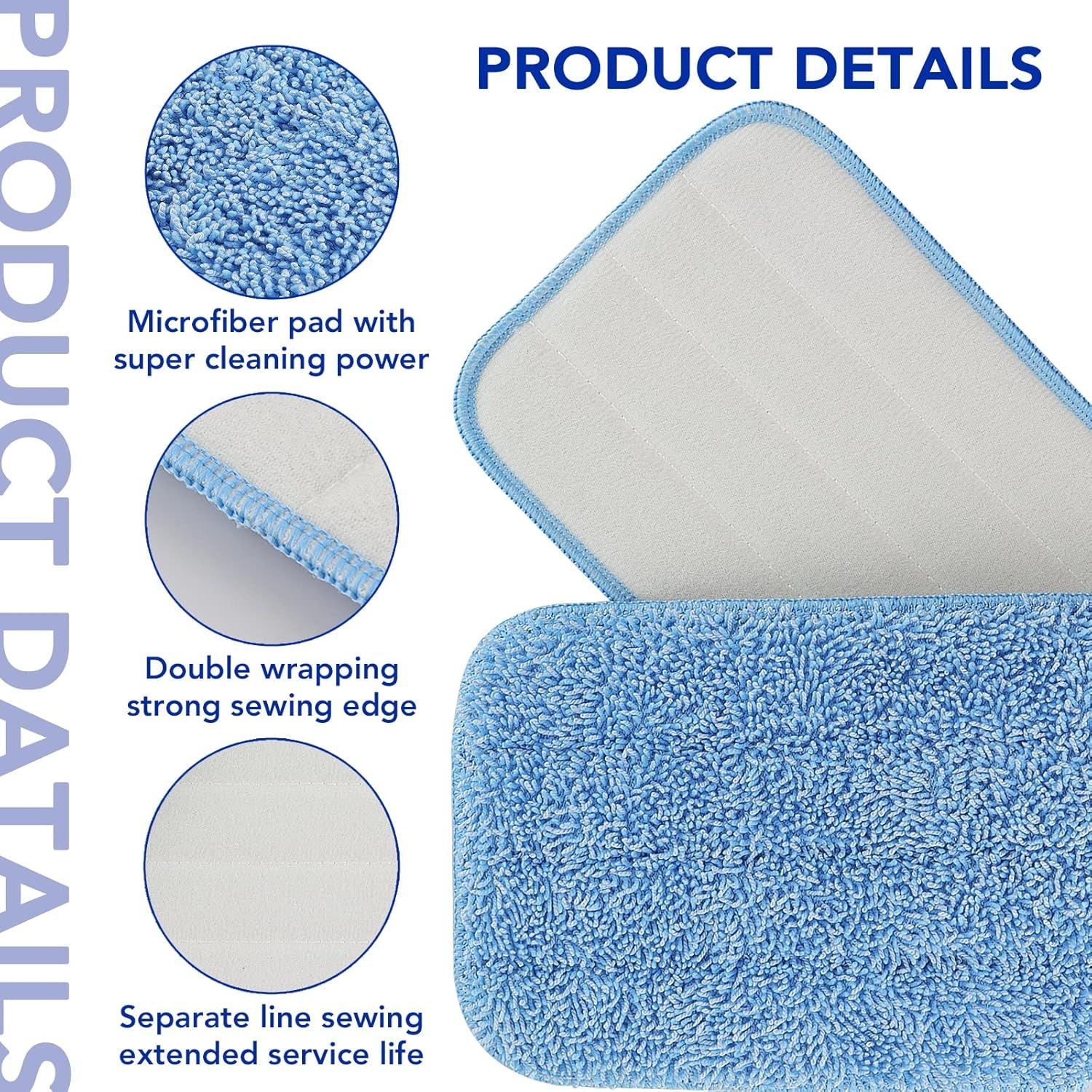 Replacement Mop Pads it or Rubbermaid Commercial 18" and 17" Mop - 10 Pack Wet & Dry Commercial Cleaning Reusable Reills it or Any lat System 17 and 18 Inch