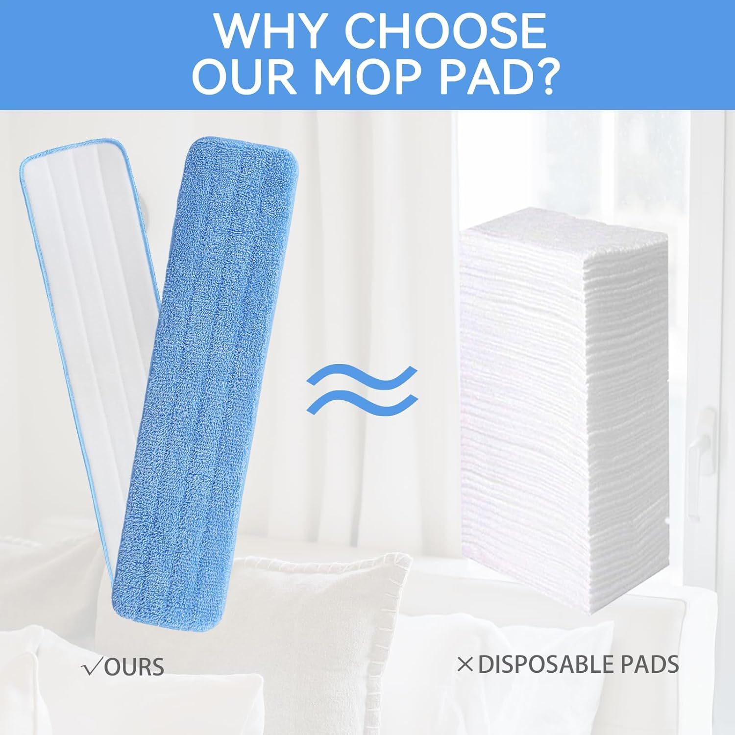 Replacement Microiber Pad or Rubbermaid Commercial 24 Inch Mop Head - 8 Pack Wet & Dry Commercial Cleaning Reills Reusable Mop Reills it or Any Microiber lat Mop System 24"