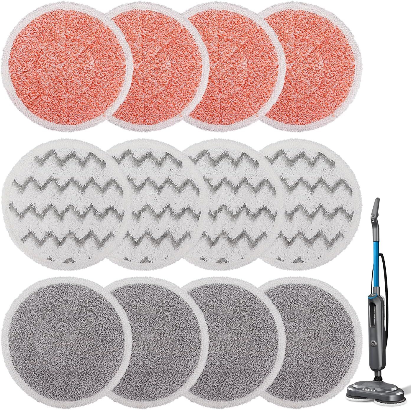 3897A Replacement Steam Mop Pads: 12 Packs Spin Mop Reills Compatible with Bissell Spinwave 3897A 3712C 3712W SmartSteam Scrubbing Steam Mop - Hard loor Steam Mop Washable Pads Heavy & Sot