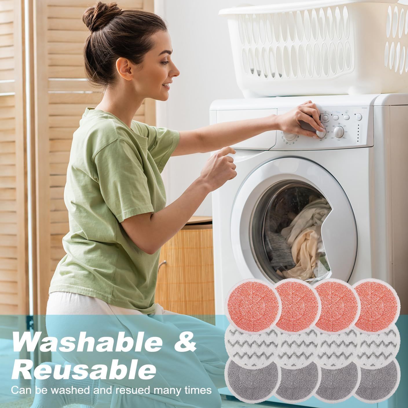 3897A Replacement Steam Mop Pads: 12 Packs Spin Mop Reills Compatible with Bissell Spinwave 3897A 3712C 3712W SmartSteam Scrubbing Steam Mop - Hard loor Steam Mop Washable Pads Heavy & Sot