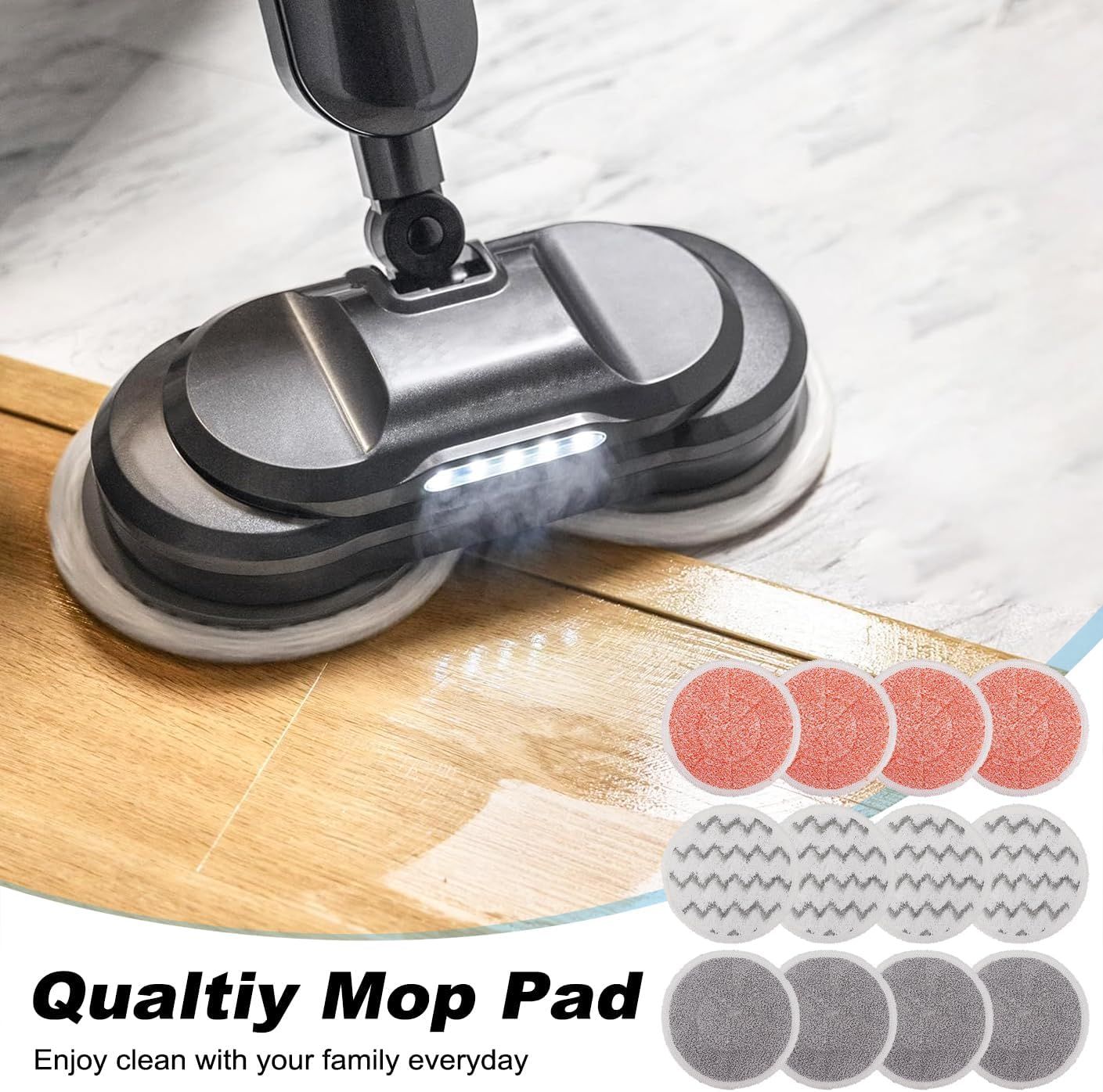 3897A Replacement Steam Mop Pads: 12 Packs Spin Mop Reills Compatible with Bissell Spinwave 3897A 3712C 3712W SmartSteam Scrubbing Steam Mop - Hard loor Steam Mop Washable Pads Heavy & Sot