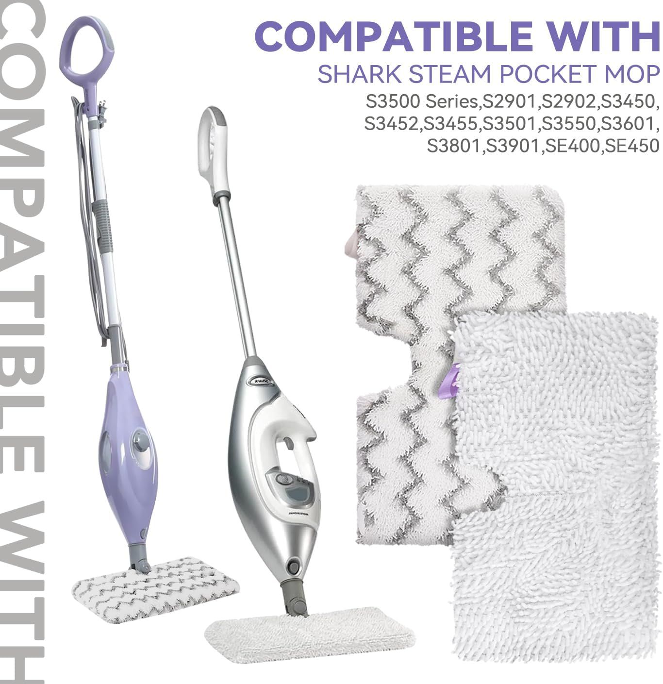 S3501 or Shark Steam Pocket Mop Pads: Washable Steam Mop Replacement Pads or Shark Steamer S3601D S3601 S3801CO S3901 S3550 SE450 6Pack