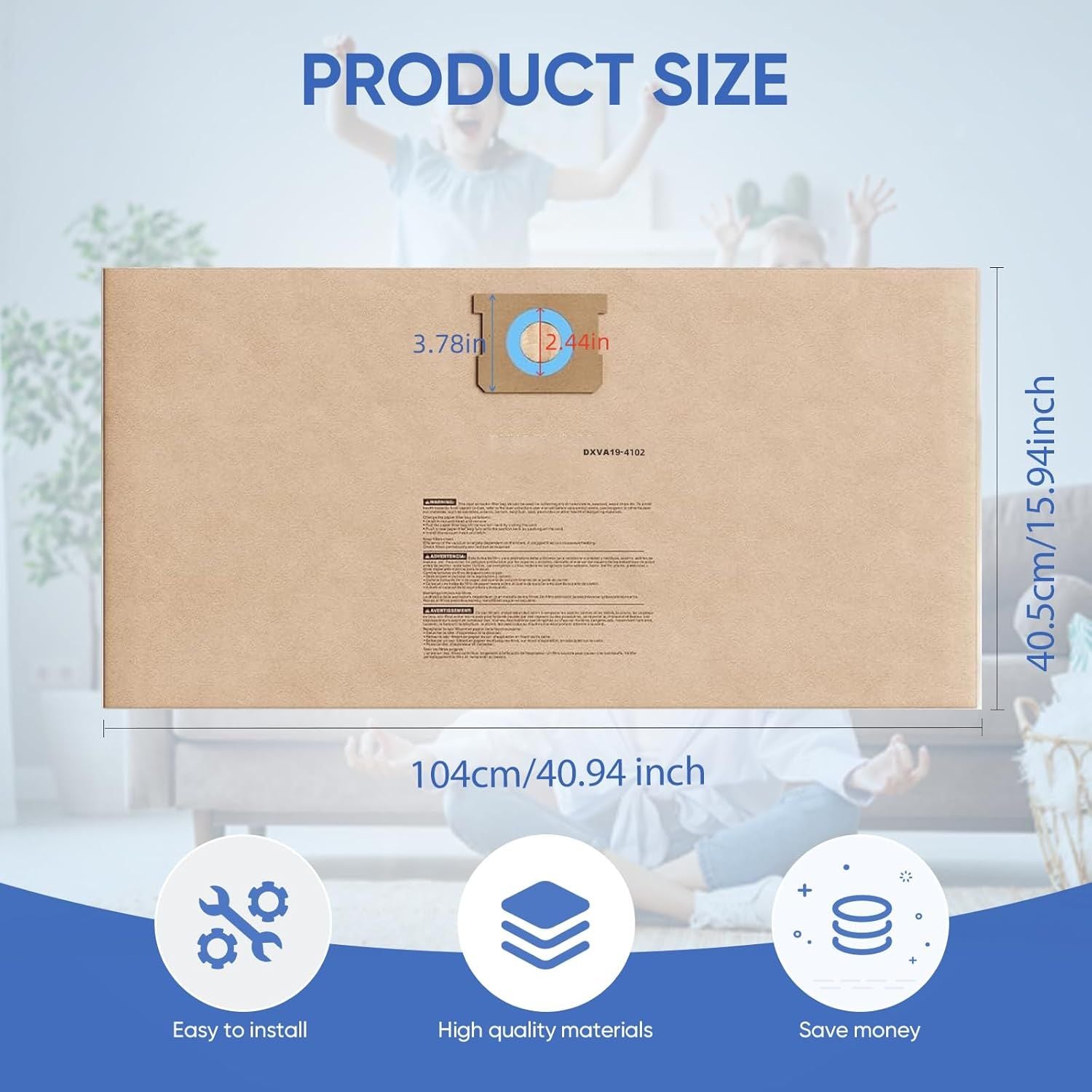 12 Pack DXVA19-4102 Dust Bags or DEWALT 12-16 Gallon Wet Dry Vacuum, Compatible with DXV12P DXV14P DXV16P DXV16PA DXV16S