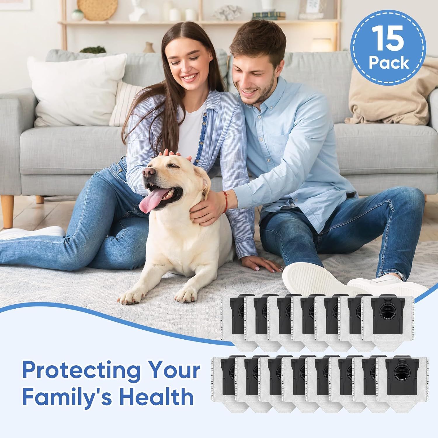 15 Pack Vacuum Bags Replacement or Dreame X50 Ultra/X40 Ultra/X30 Ultra/L50 Ultra/L40 Ultra/L10s Ultra Gen 2/L10s Pro Ultra Robot Vacuum Cleaner,3.2L Large Capacity Dust Bag Accessories