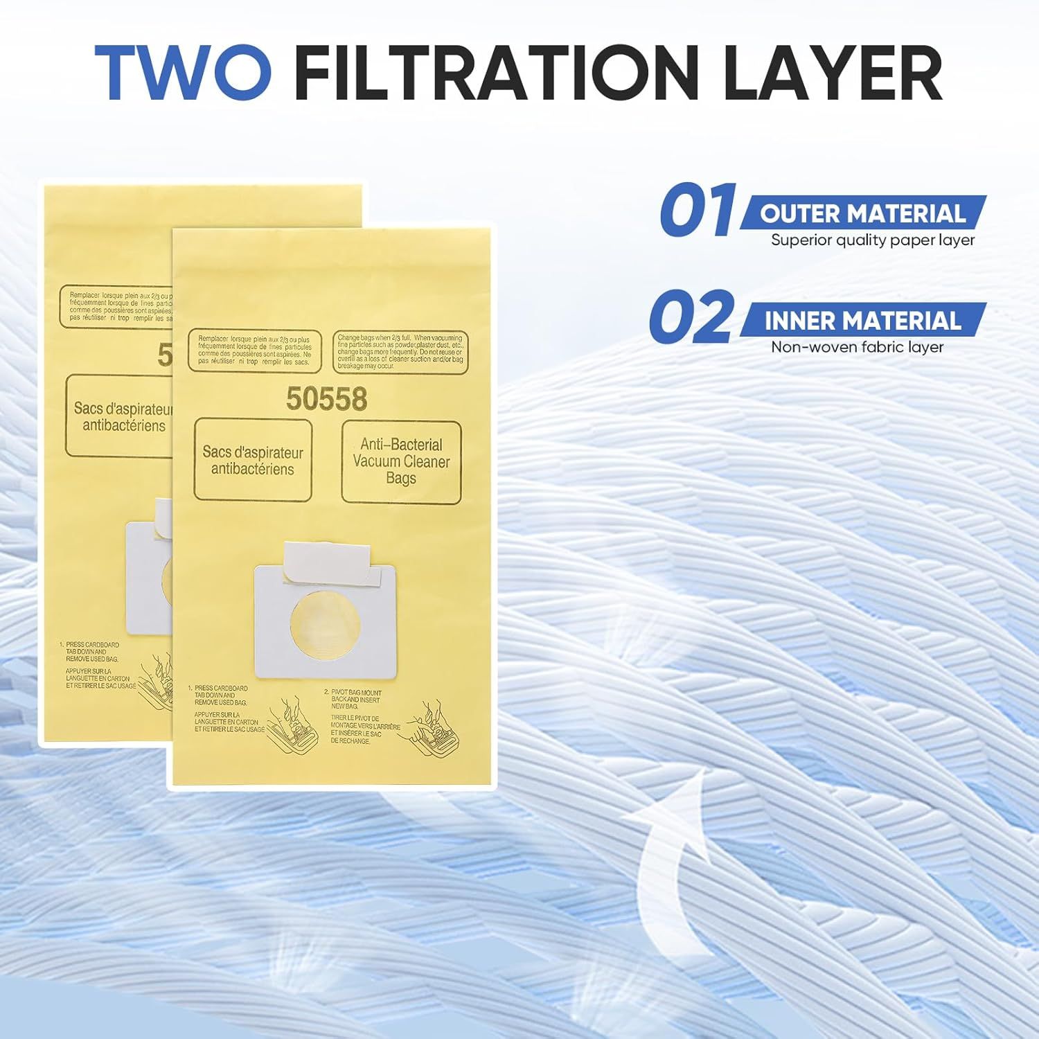 20 Pack vacuum bags Compatible with Kenmore Canister 5055, 50557,50558 and Type C,C-18, 53292, 200 Series, 400 Series, 600 Series, 700 Series, 800 Series Vacuum