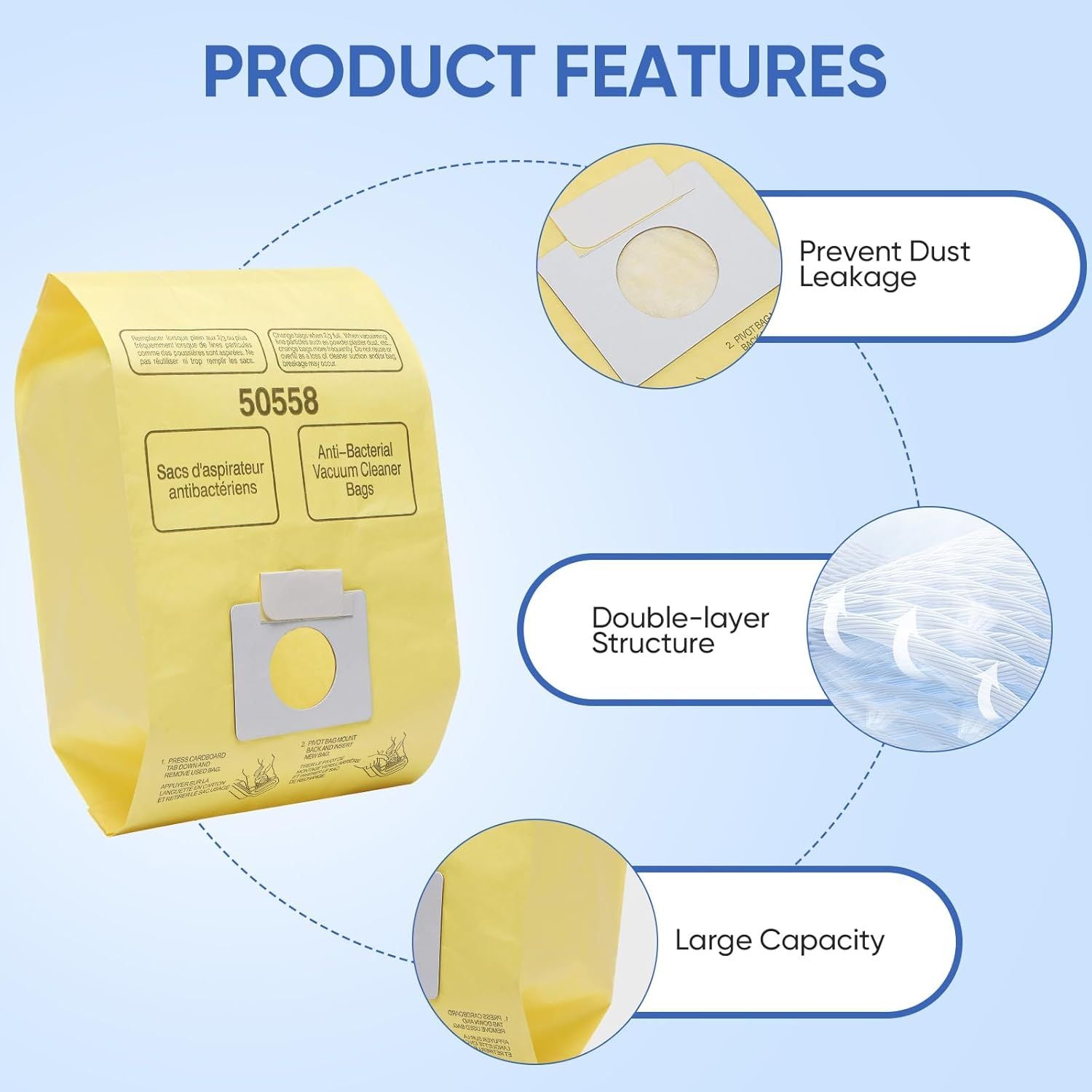 20 Pack vacuum bags Compatible with Kenmore Canister 5055, 50557,50558 and Type C,C-18, 53292, 200 Series, 400 Series, 600 Series, 700 Series, 800 Series Vacuum