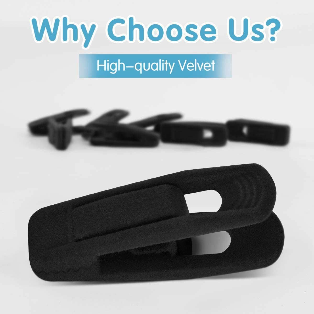 Black Velvet Hanger Clips 60-Pack , Strong Finger Clips for Velvet Hangers, Skirt Hanger Clips Fit for Flocking Hangers
