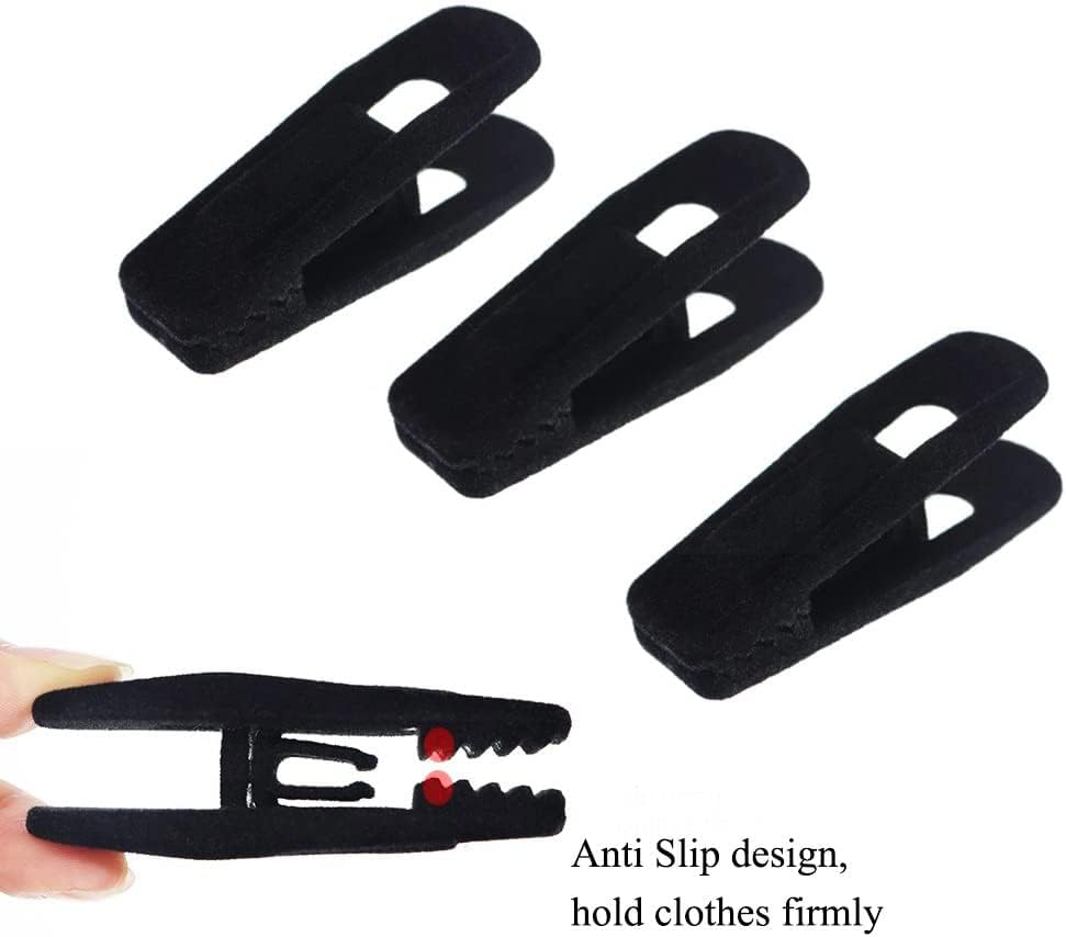 Black Velvet Hanger Clips 60-Pack , Strong Finger Clips for Velvet Hangers, Skirt Hanger Clips Fit for Flocking Hangers