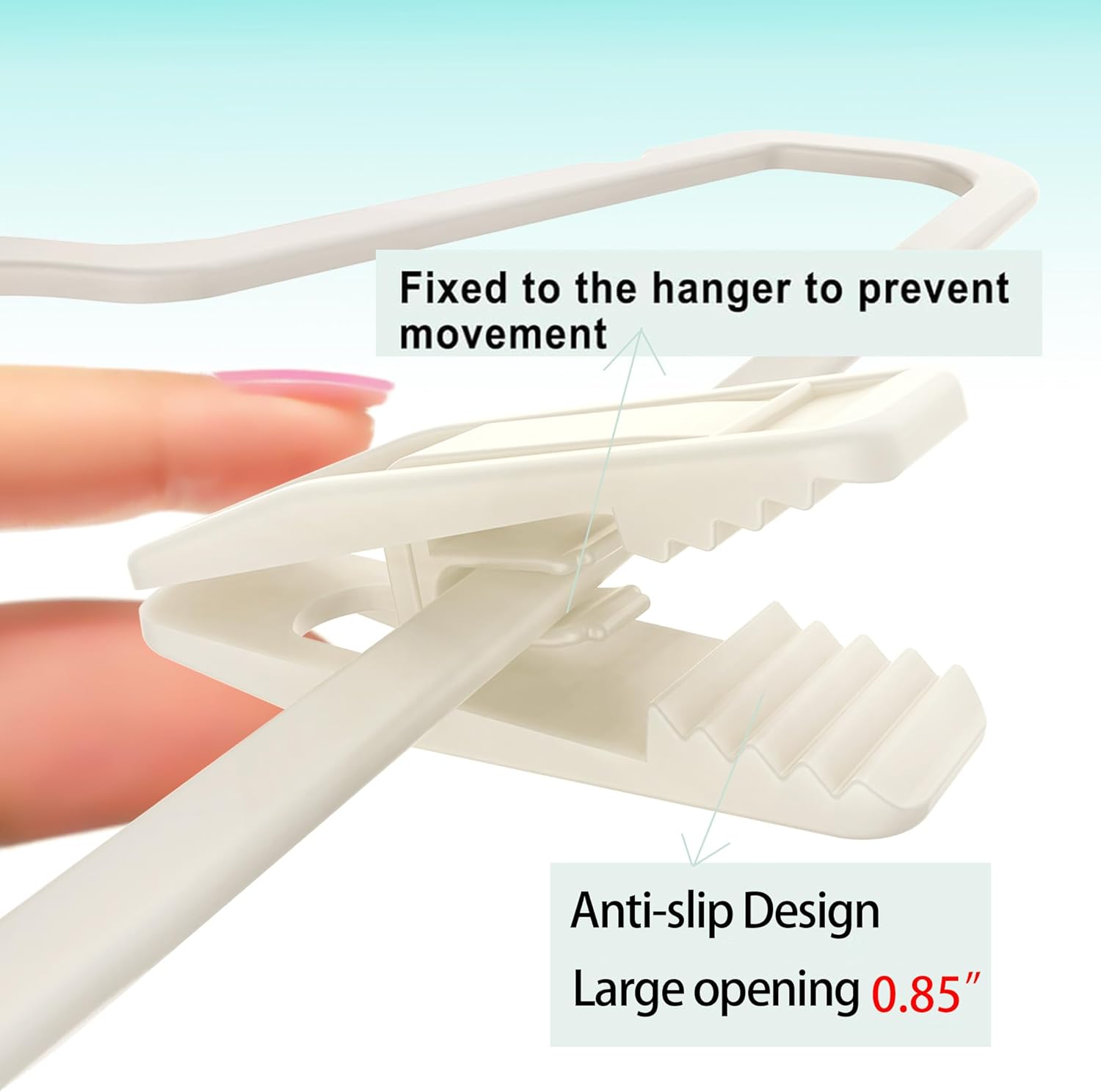 Hanger Clips for Velvet Hangers Beige, 40 PCS , Non-Slip Plastic Clips Pant Skirt Hanger Clips for Flocking Hangers