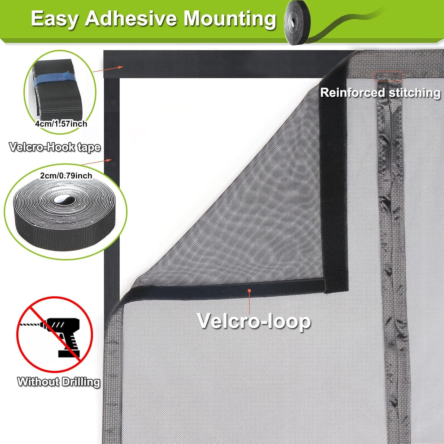 Magnetic Screen Door Self Closing, 78 x 84 inch, Grey Upgraded Polyester Thicken Mesh Mosquito Net for Patio Door, with Magnets, Keep Bugs Out, with Hook Tape