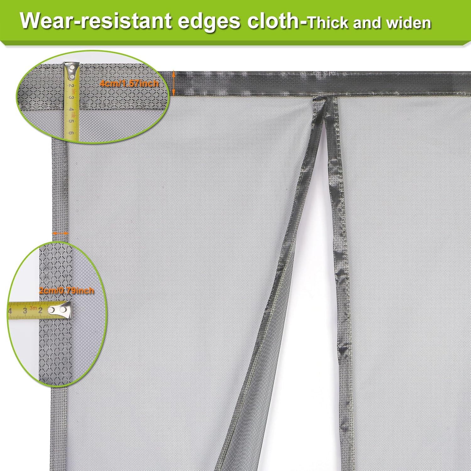 Magnetic Screen Door Self Closing, 78 x 84 inch, Grey Upgraded Polyester Thicken Mesh Mosquito Net for Patio Door, with Magnets, Keep Bugs Out, with Hook Tape
