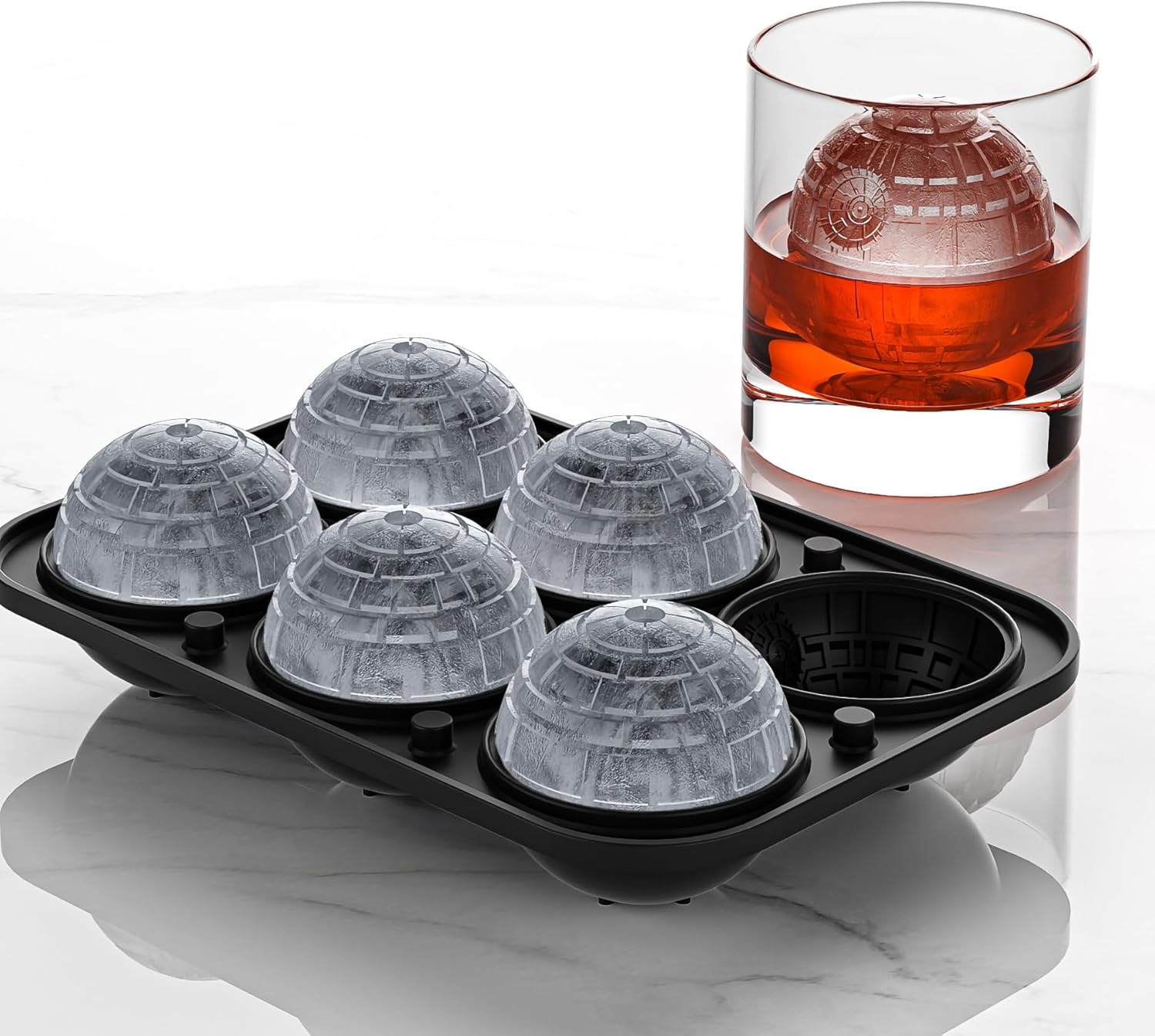 Bangp Large Ice Cube Tray for Whiskey,Sphere Ice Cube Molds, Silicone Ice Ball Maker Mold,Fun Shapes Ice Cube Mold for Cocktails, Bourbon,Brandy