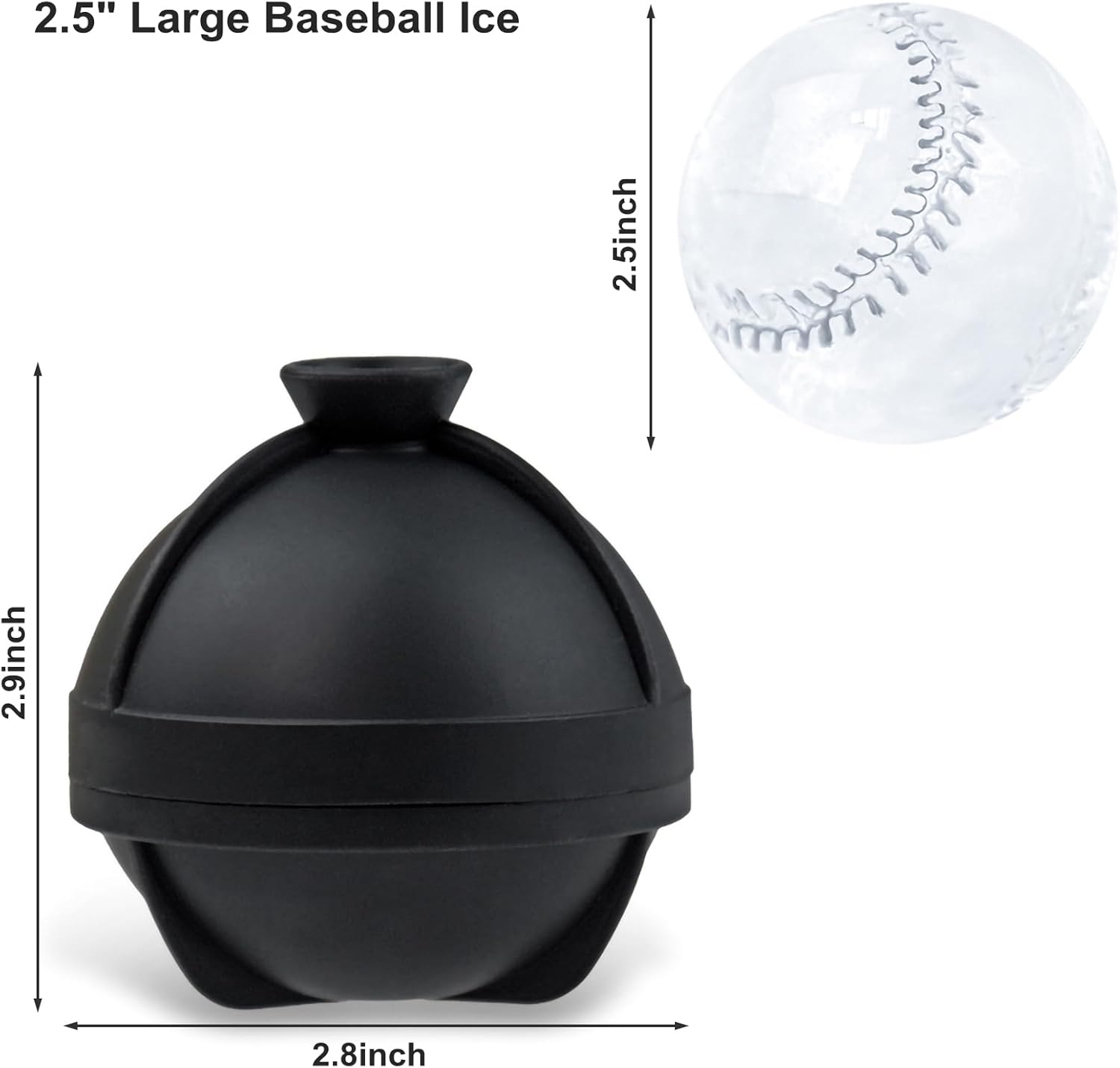 Bangp 2 PACK Large Ice Cube Trays and 4 PACK Baseball Ice Cube Molds,Create 16 2inch Square Ice Cubes and 4 2.5inch Baseball Shaped Ice Balls