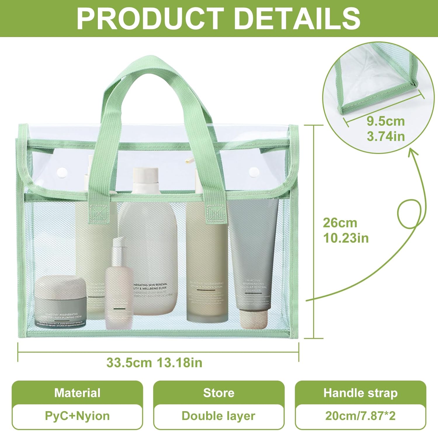 4 Pcs Clear Tote Bag, Large Makeup Bags, Clear PVC Cosmetic Bag Organizer, Multifunction Travel Toiletry Bag for Women, Transparent Beach Tote Bags, Transparent Organizer Storage Bags