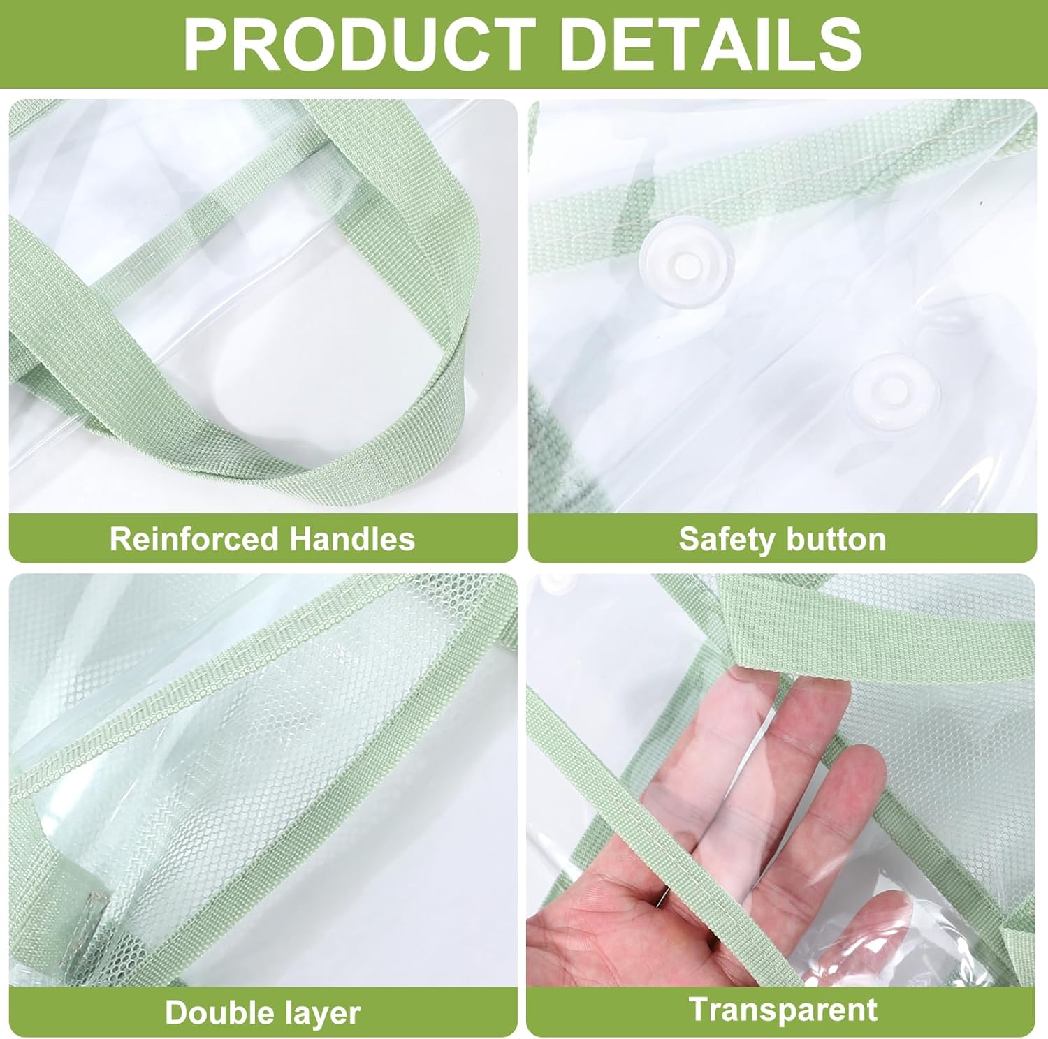 4 Pcs Clear Tote Bag, Large Makeup Bags, Clear PVC Cosmetic Bag Organizer, Multifunction Travel Toiletry Bag for Women, Transparent Beach Tote Bags, Transparent Organizer Storage Bags