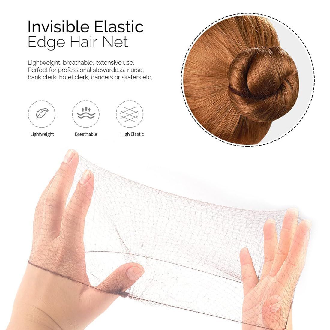 20 Pcs Hair Nets for Women Bun,Invisible Hair Nets Elastic Edge Mesh Coffee