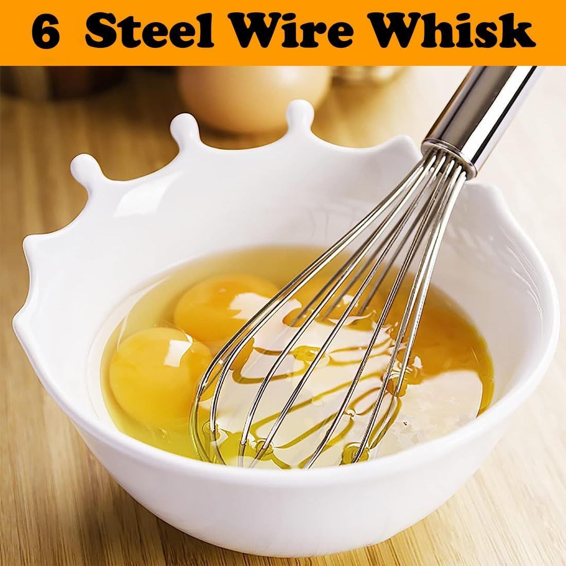 Stainless Steel Whisk Set, 3 Packs Balloon Whisk for Cooking, Whisking, Blending 8",10",12"