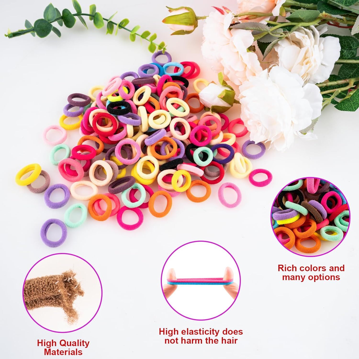360 Pcs Baby Hair Ties, Small No Damage Elastic Hair Bands for Toddlers, Little Girls and Kids, Soft Ponytail Holders, Baby Hair Accessories 20 Colors