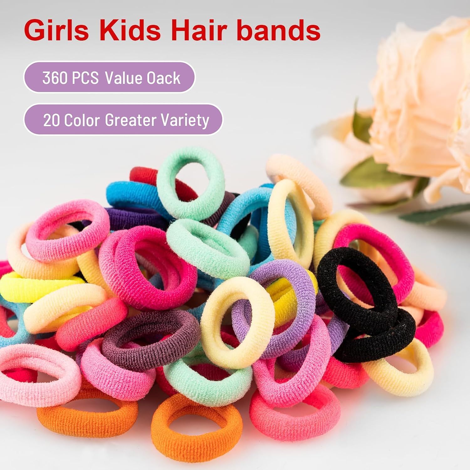 360 Pcs Baby Hair Ties, Small No Damage Elastic Hair Bands for Toddlers, Little Girls and Kids, Soft Ponytail Holders, Baby Hair Accessories 20 Colors