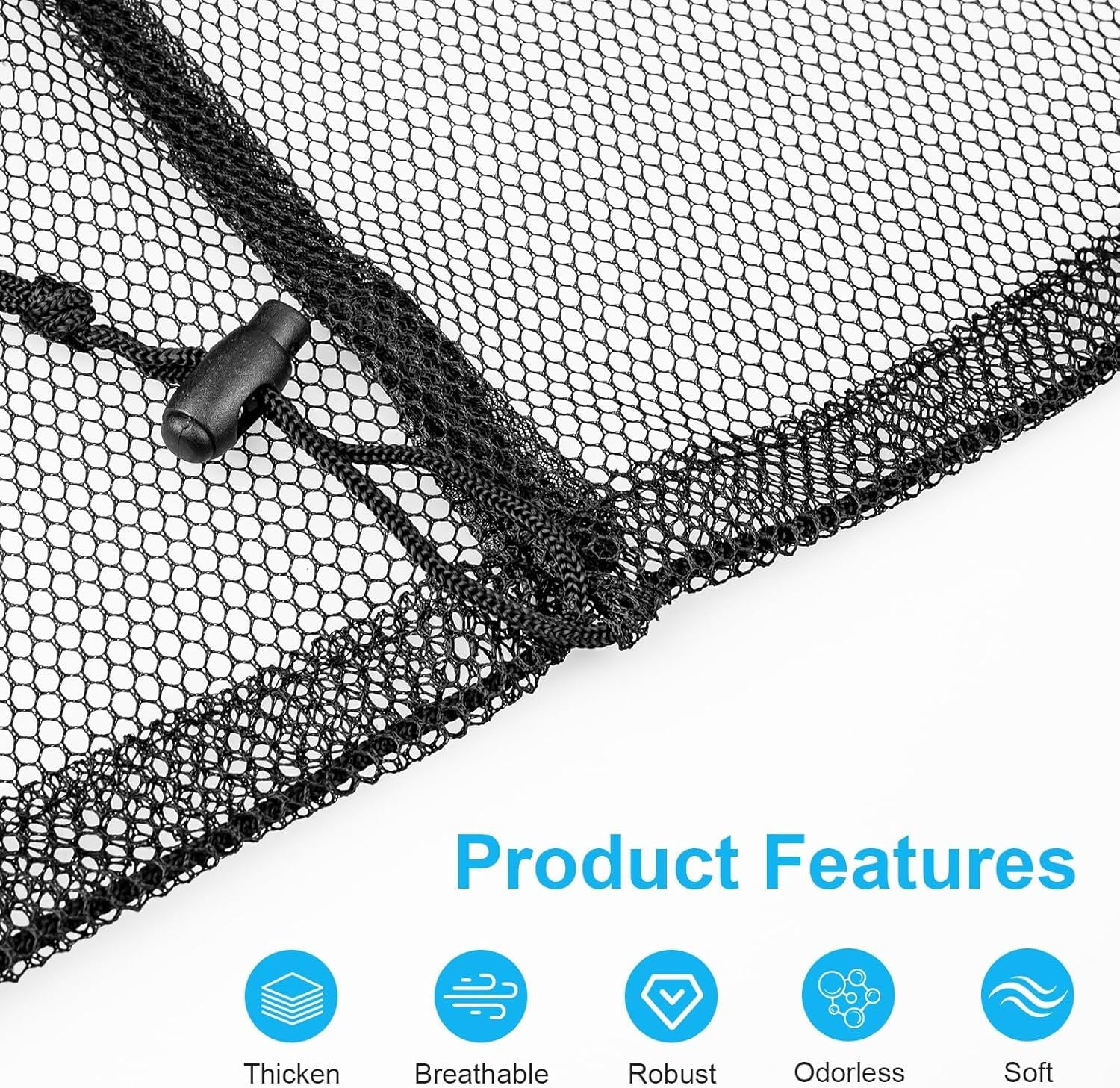 2 Pack Large Mesh Laundry Bags, 24" x 36" Heavy Duty Strong Drawstring Dirty Clothes Bags with Soft Breathable Net, Machine Washable Laundry Bag for College, Dorm, Camp, Travel and Family Use Black