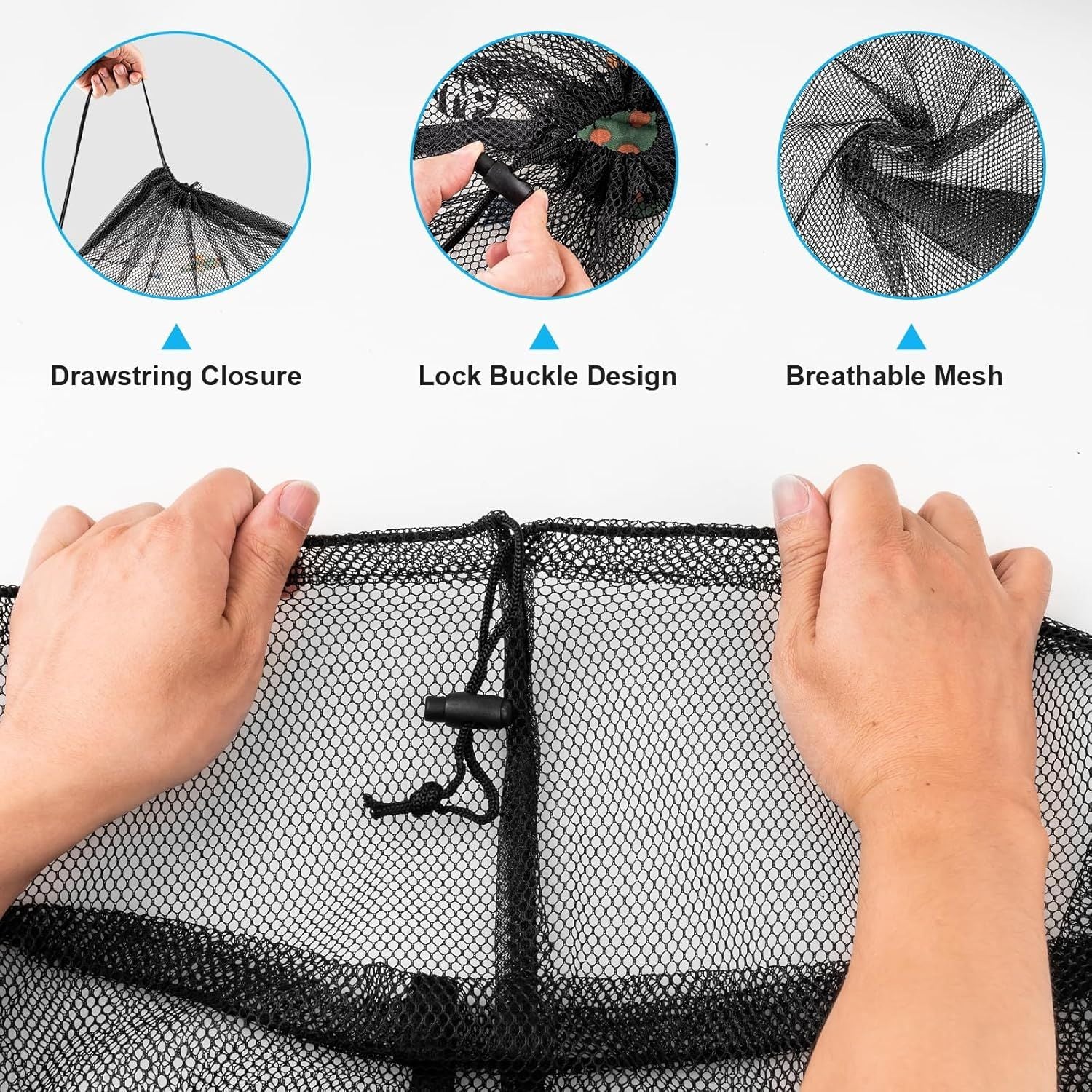 2 Pack Large Mesh Laundry Bags, 24" x 36" Heavy Duty Strong Drawstring Dirty Clothes Bags with Soft Breathable Net, Machine Washable Laundry Bag for College, Dorm, Camp, Travel and Family Use Black