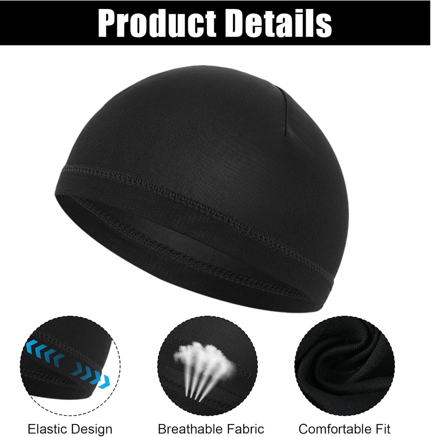 Sleep Cap Men, 4 Pcs Sleeping Cap for Men, Headcaps for Men's Sleeping 4 Colors, Stretch 20-23 Inch Multi-Colored