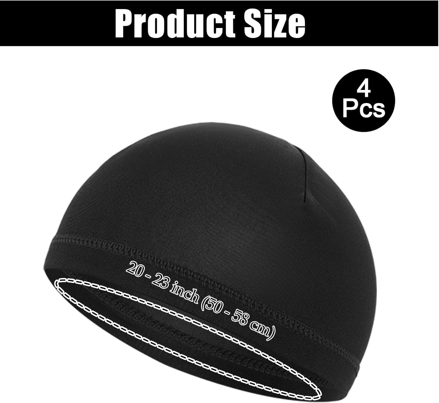 Sleep Cap Men, 4 Pcs Sleeping Cap for Men, Headcaps for Men's Sleeping 4 Colors, Stretch 20-23 Inch Multi-Colored