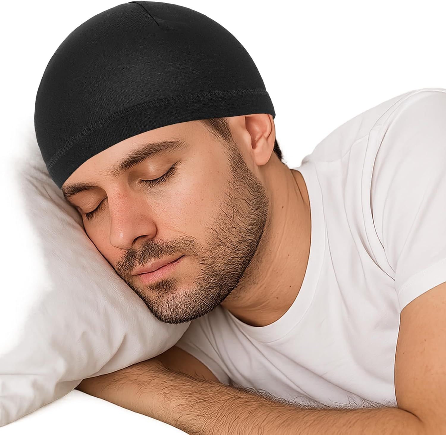 Sleep Cap Men, 4 Pcs Sleeping Cap for Men, Headcaps for Men's Sleeping 4 Colors, Stretch 20-23 Inch Multi-Colored