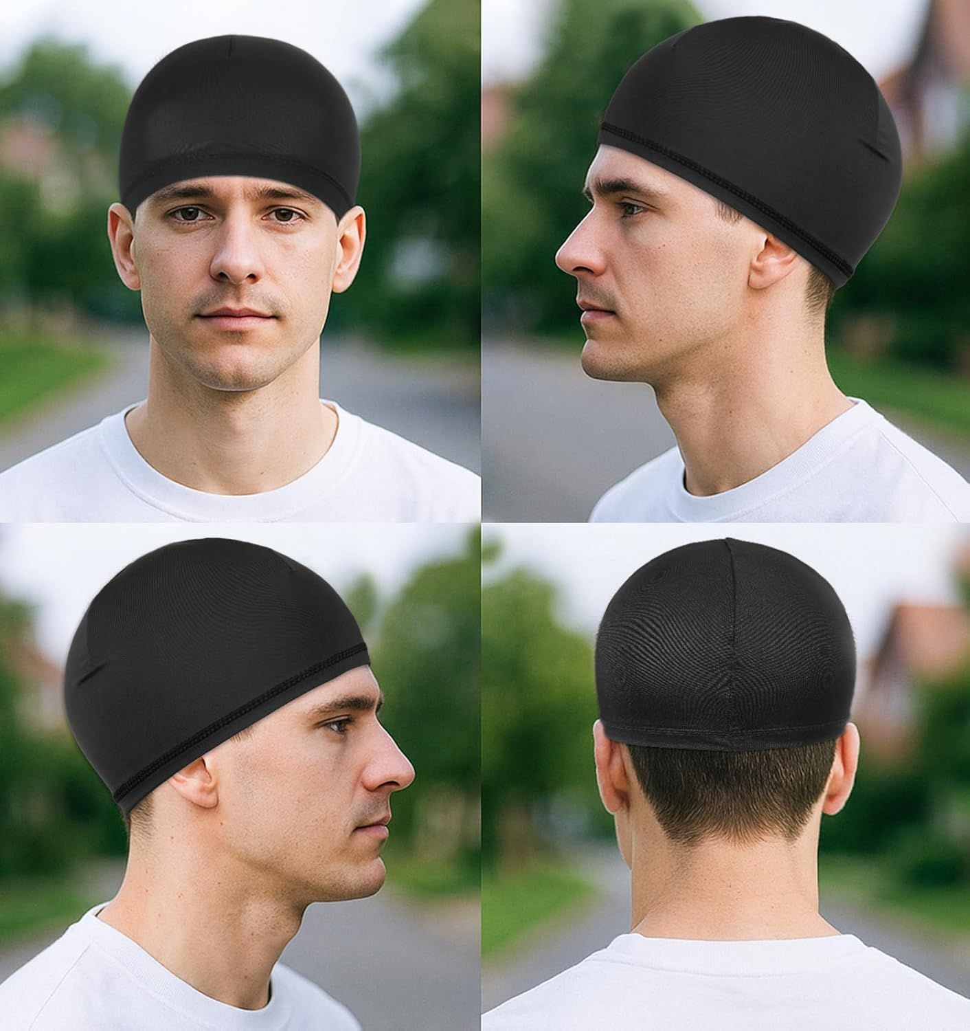 Sleep Cap Men, 4 Pcs Sleeping Cap for Men, Headcaps for Men's Sleeping 4 Colors, Stretch 20-23 Inch Multi-Colored